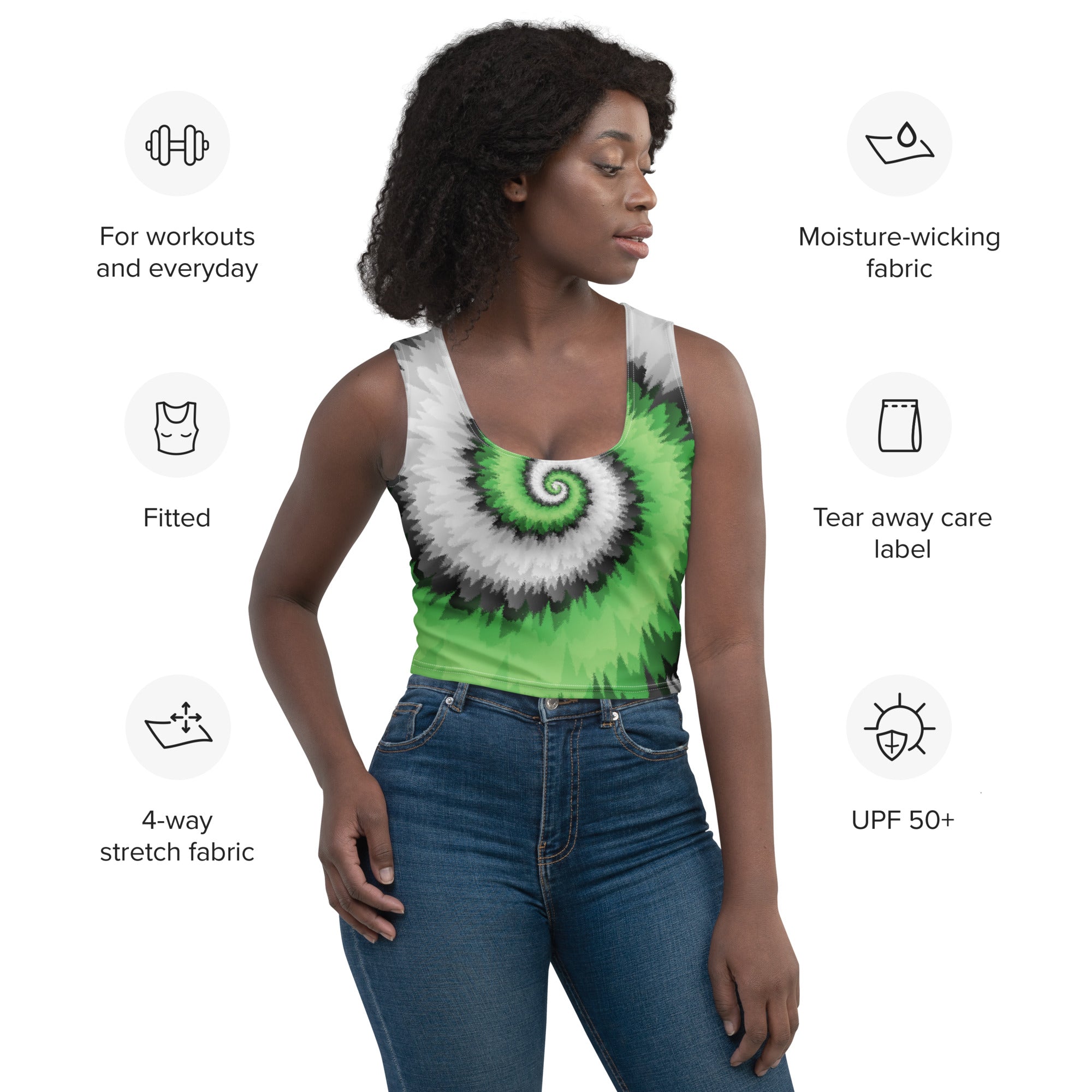 Crop Top - Tie Dye Spiral - Aromantic - Klip Clop