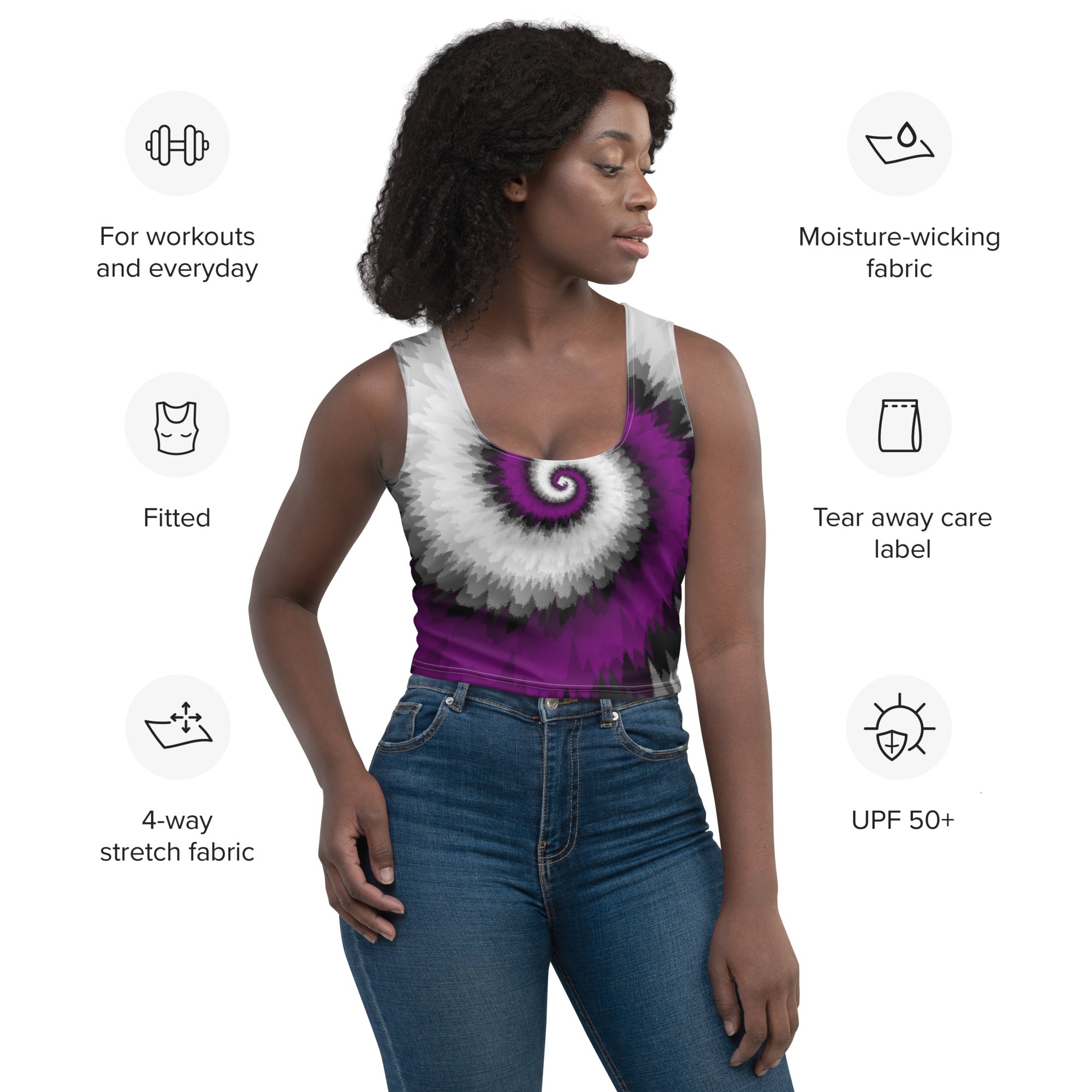 Crop Top - Tie Dye Spiral - Asexual - Klip Clop