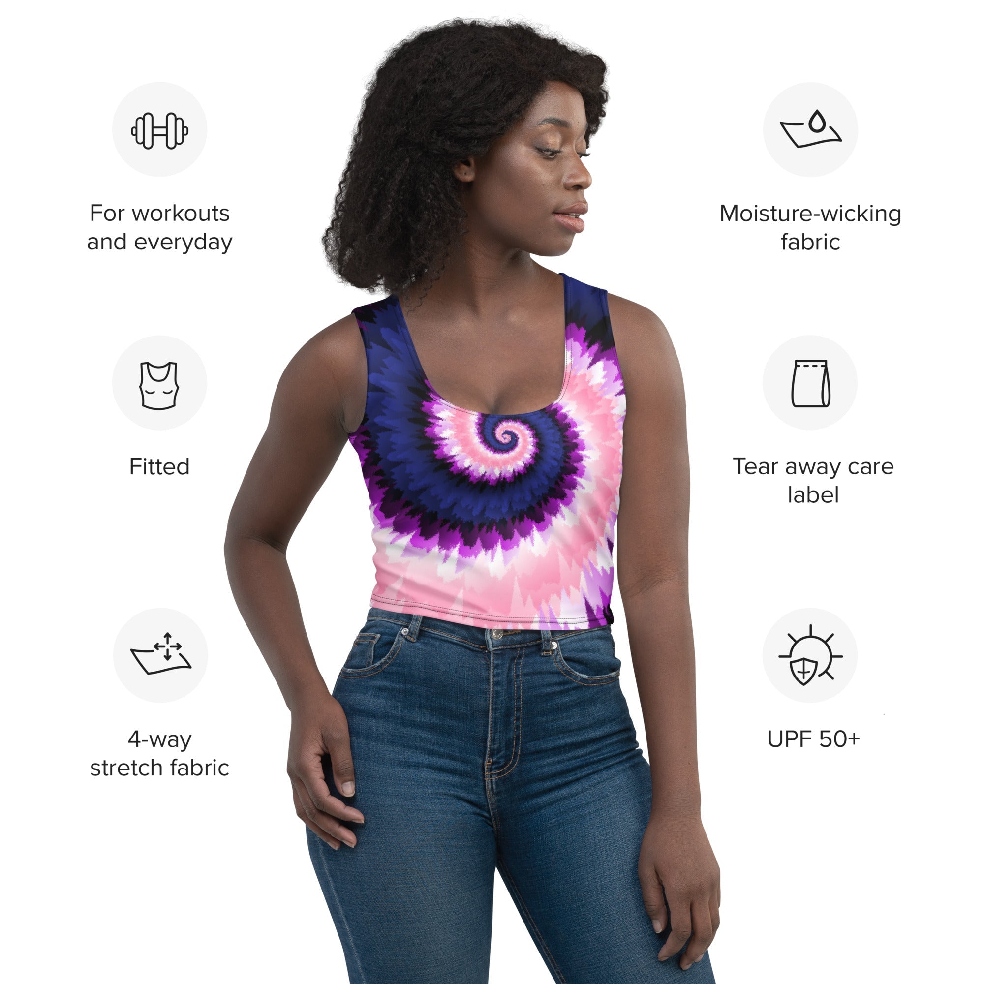 Crop Top - Tie Dye Spiral - Genderfluid - Klip Clop