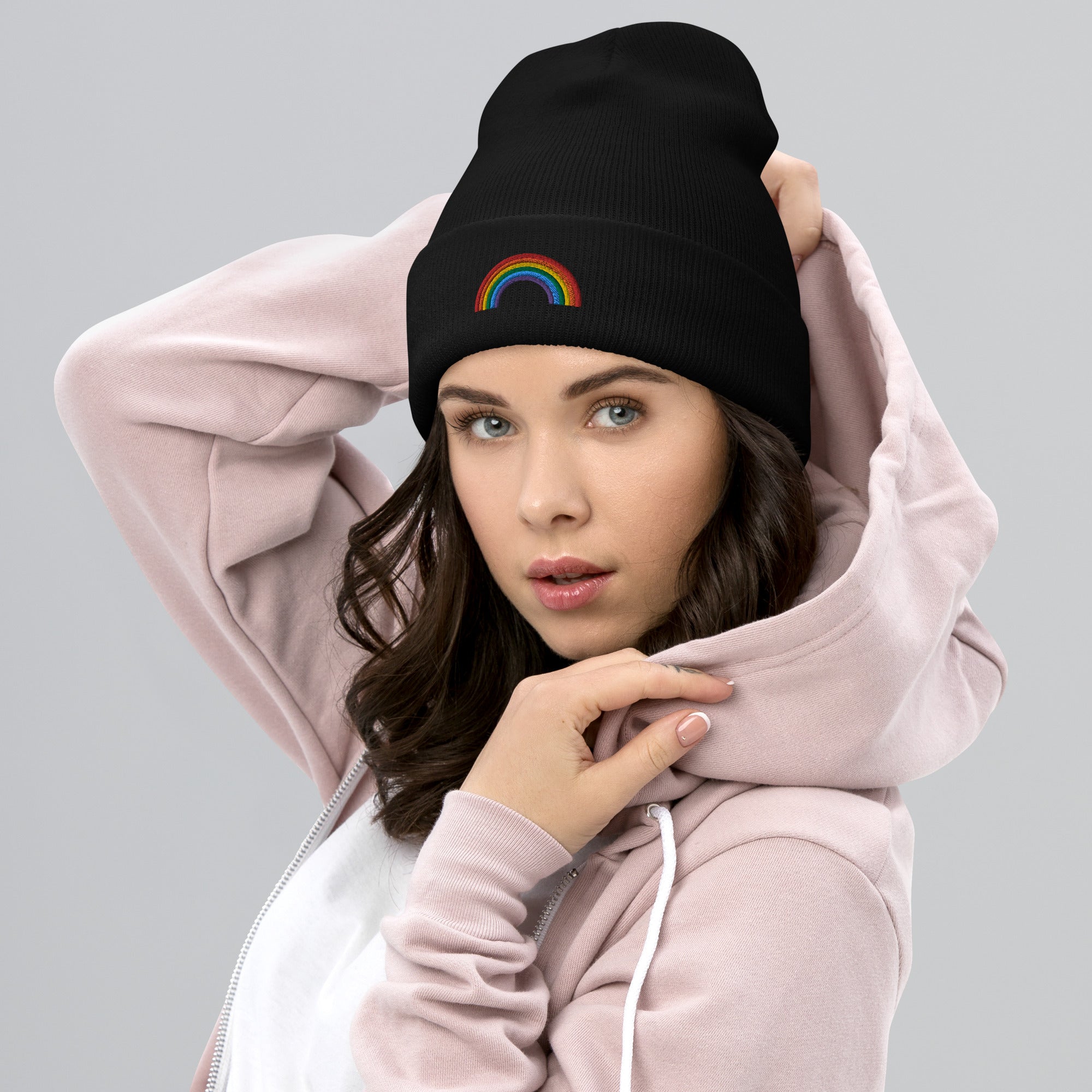 Cuffed Beanie- Rainbow