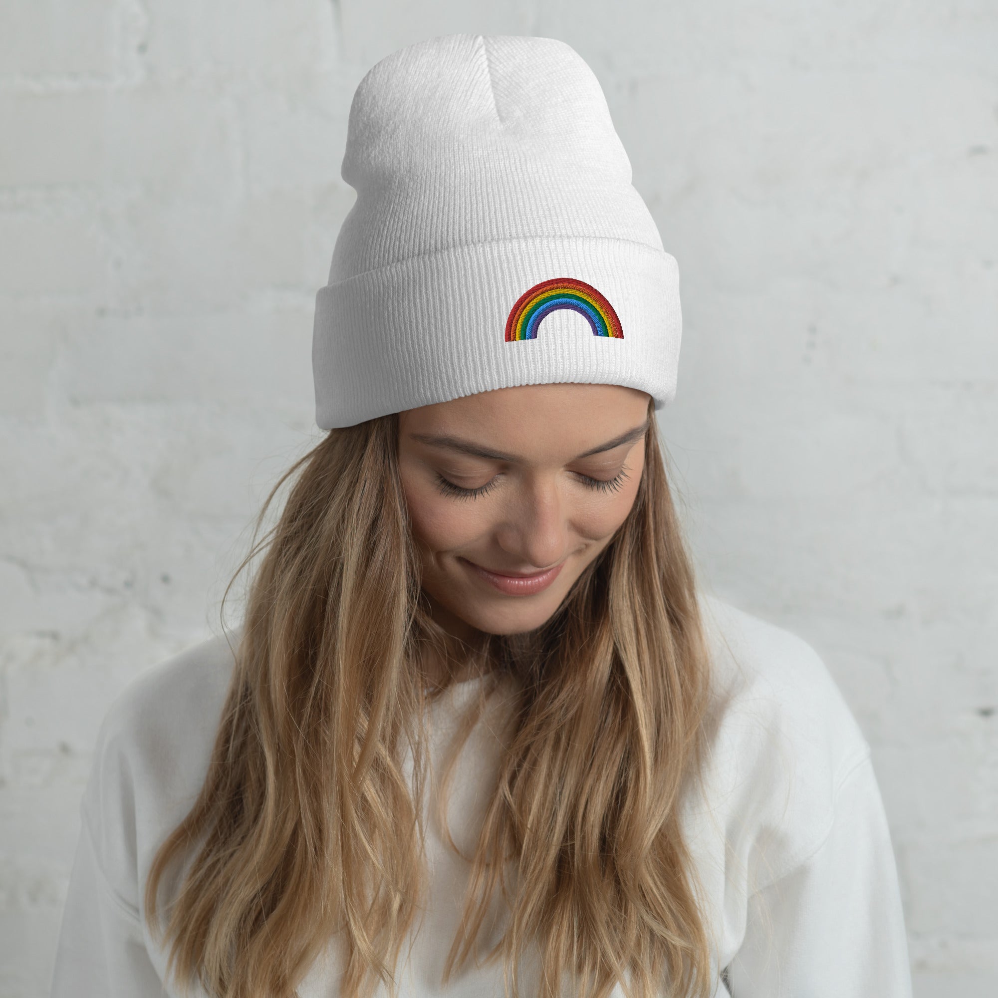 Cuffed Beanie- Rainbow