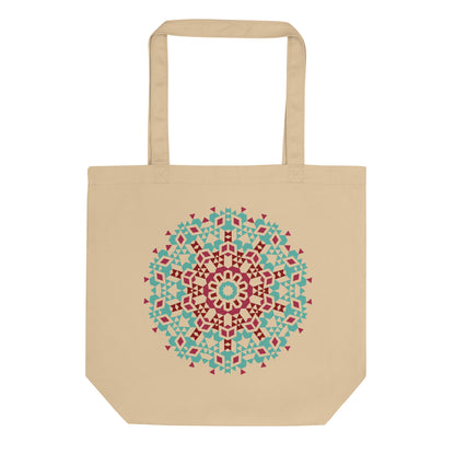 Eco Tote Bag- Aztec Green and Red