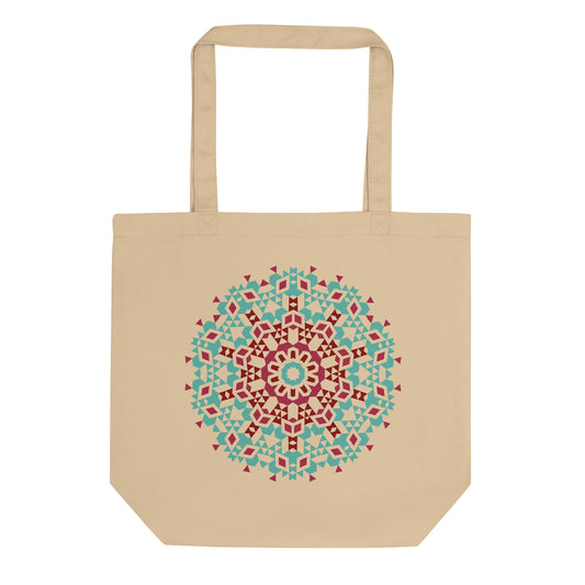 Eco Tote Bag- Aztec Green and Red