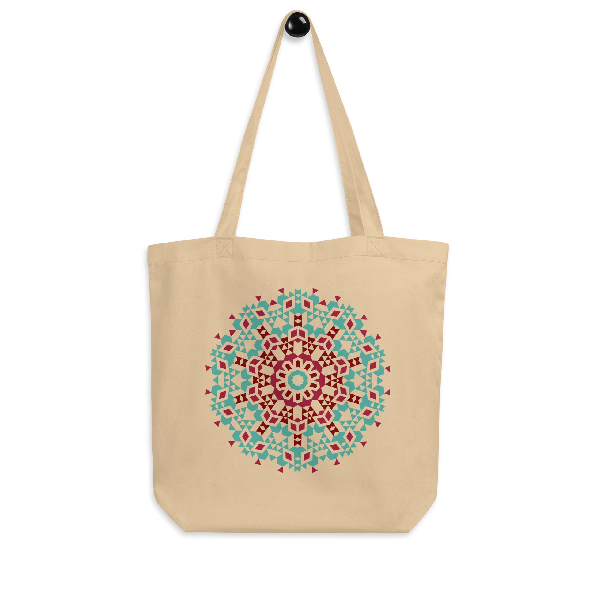 Eco Tote Bag- Aztec Green and Red