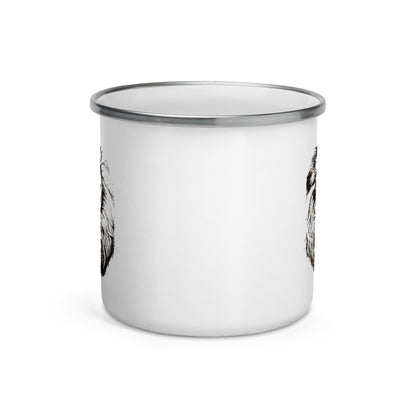 Enamel Mug- Hand Drawn Lion Mono