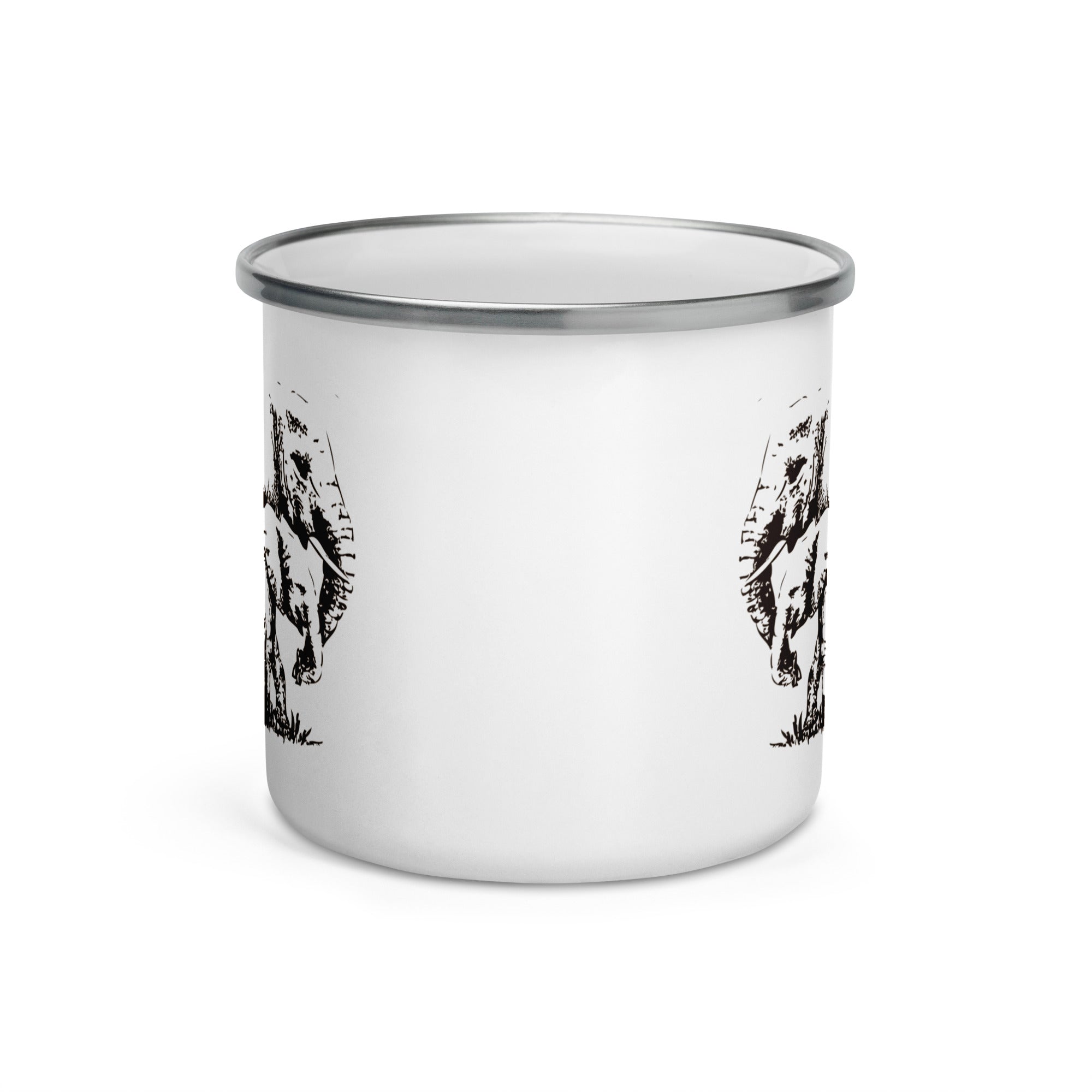 Enamel Mug- Hand Drawn Elephant Mono