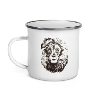 Enamel Mug- Hand Drawn Lion Mono