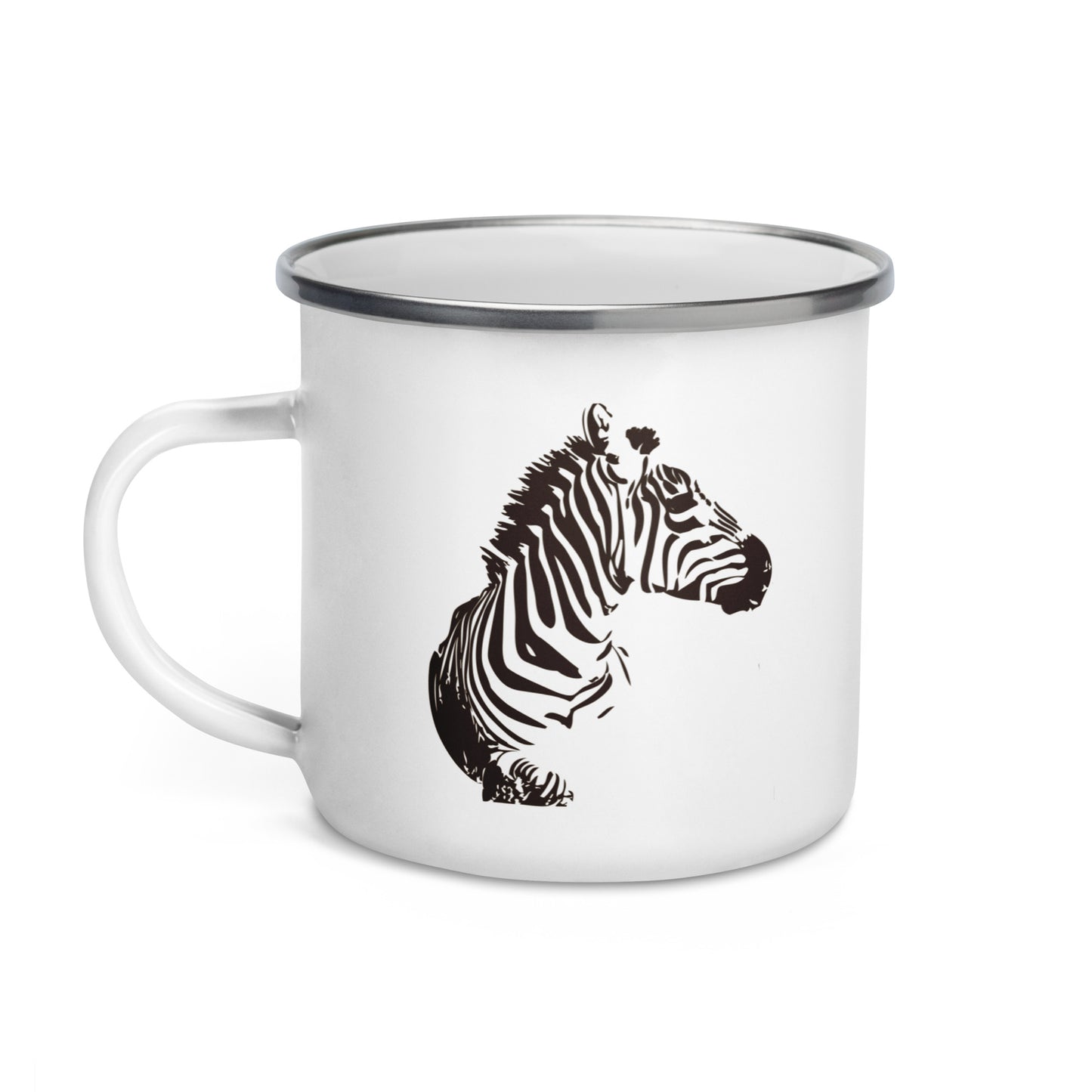 Enamel Mug- Hand Drawn Zebra Mono