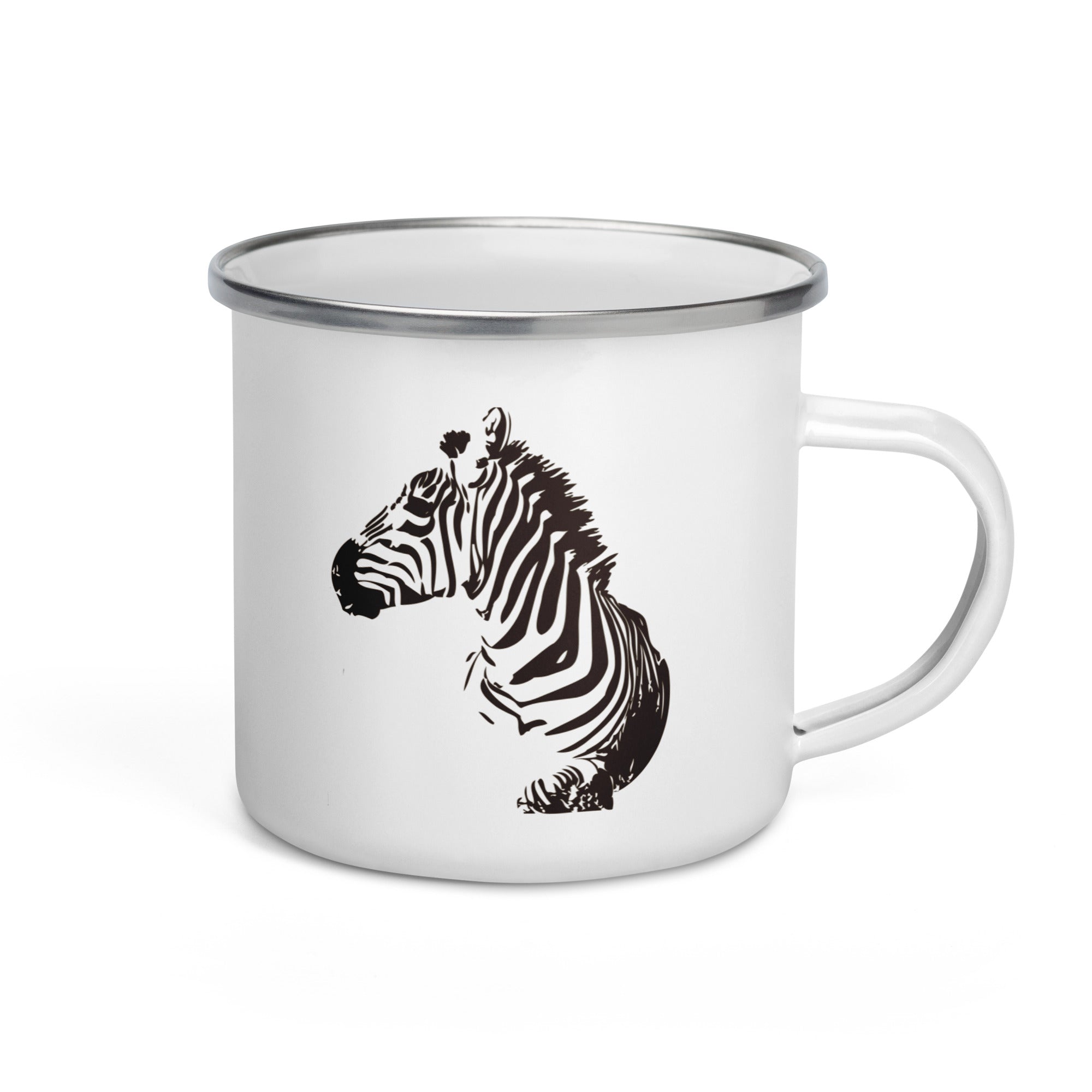 Enamel Mug- Hand Drawn Zebra Mono