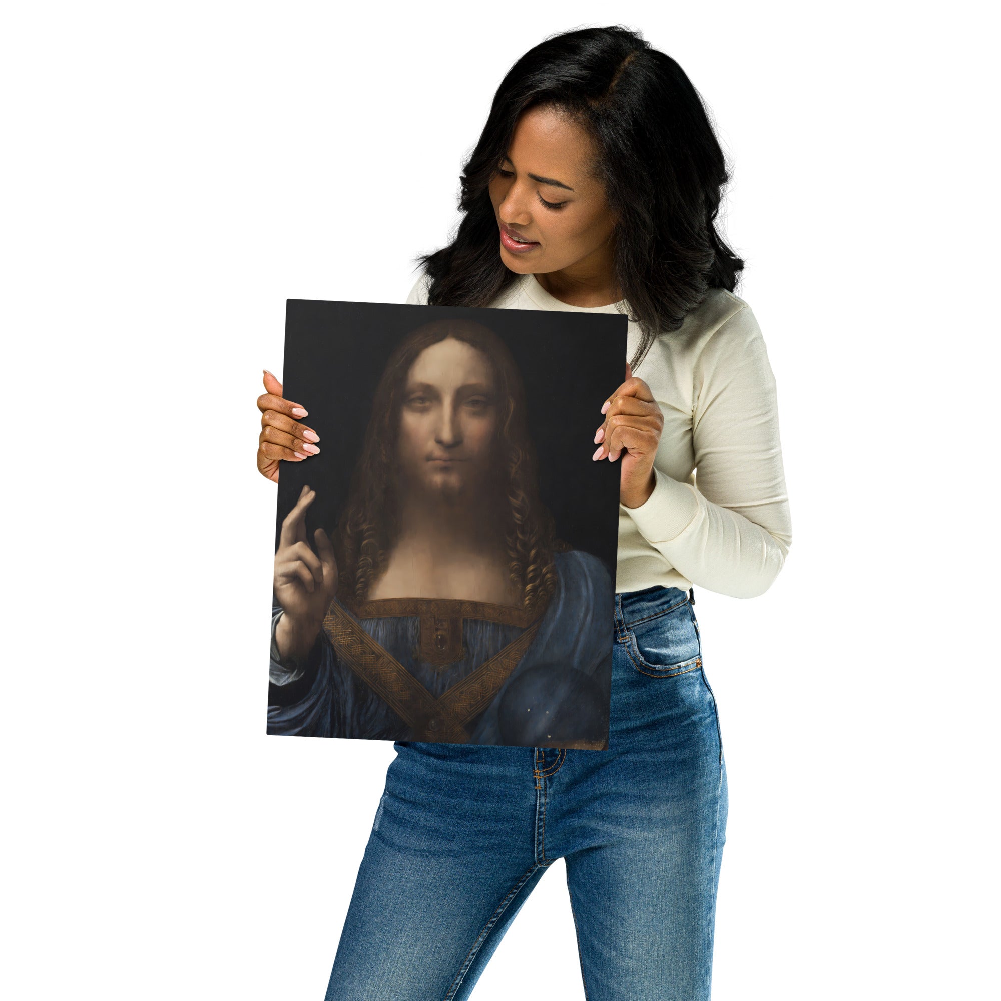 Metal prints-Leonardo da Vinci-Italian 1452-1519-Salvator Mundi 1500