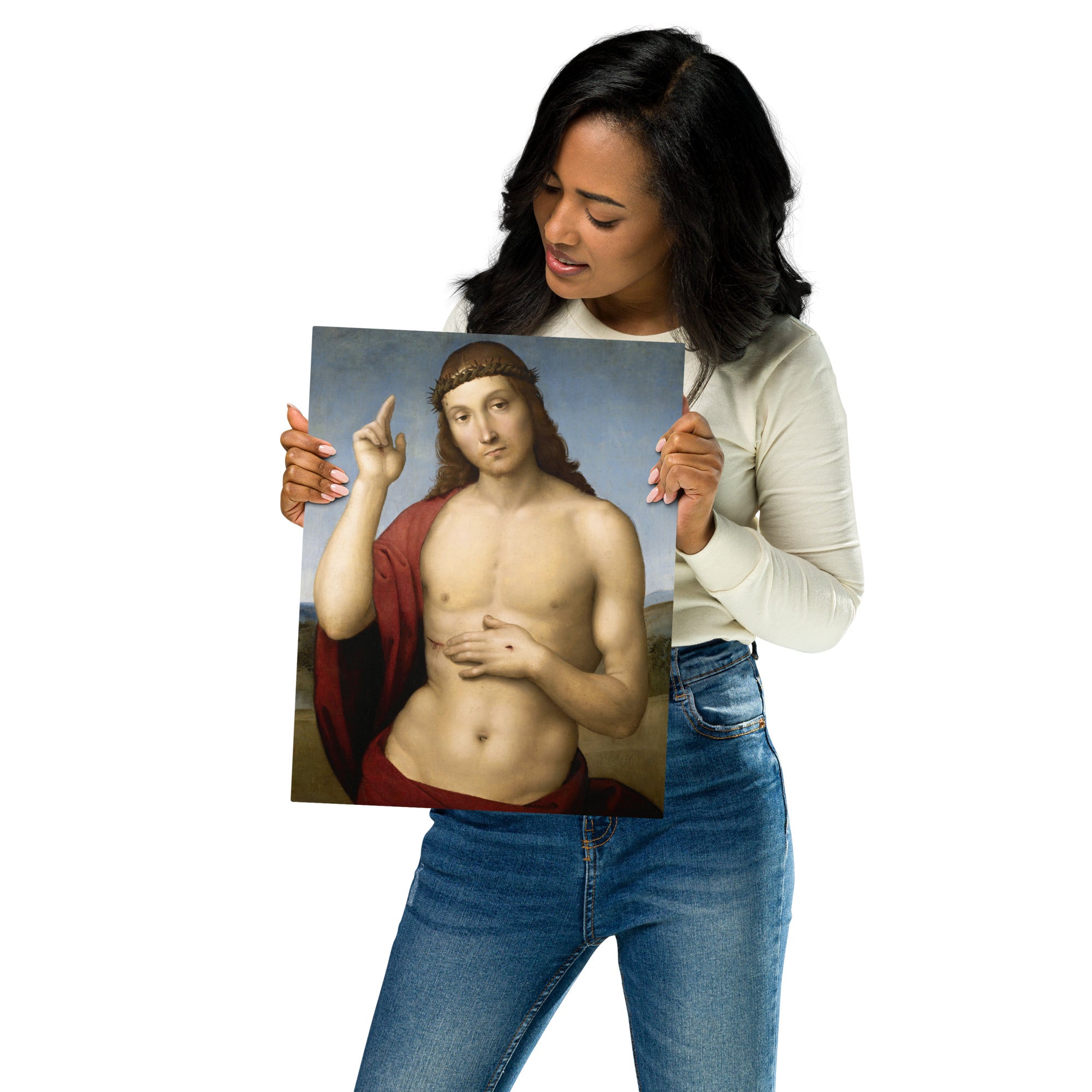 Metal prints-Raphael-Italian 1483-1520-Christ Blessing 1505