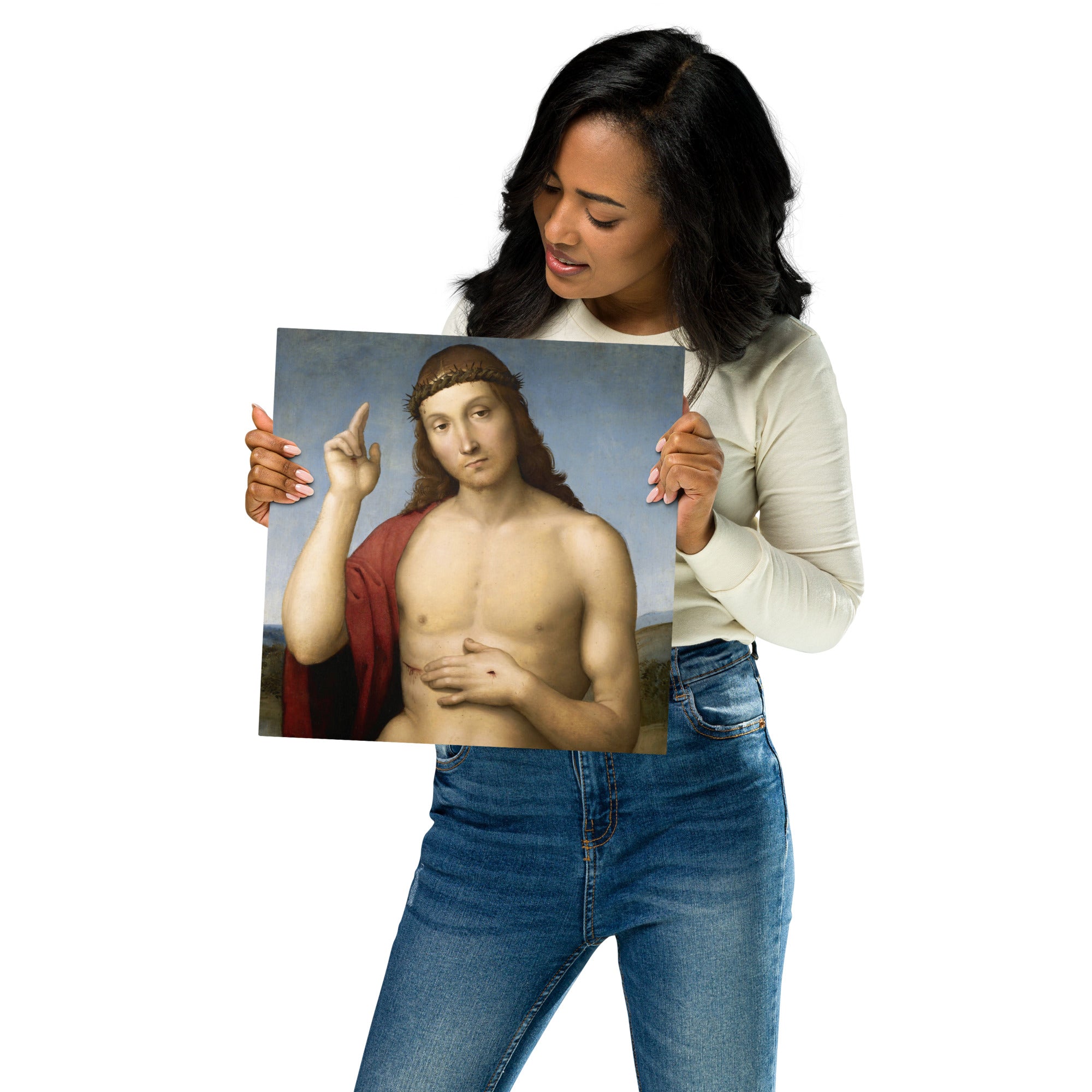 Metal prints-Raphael-Italian 1483-1520-Christ Blessing 1505