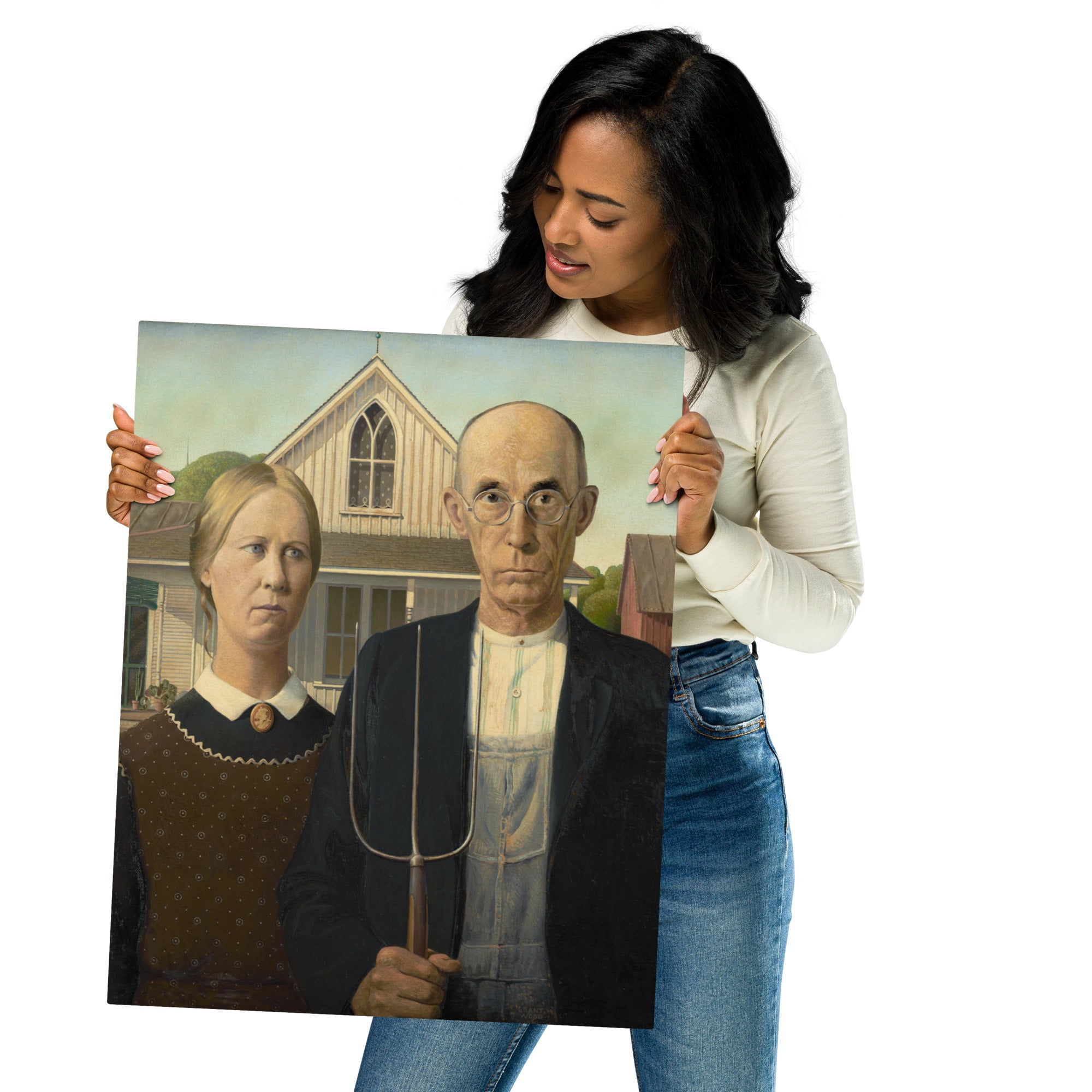 Metal prints-Grant Wood-American 1891 – 1942-American Gothic 1930