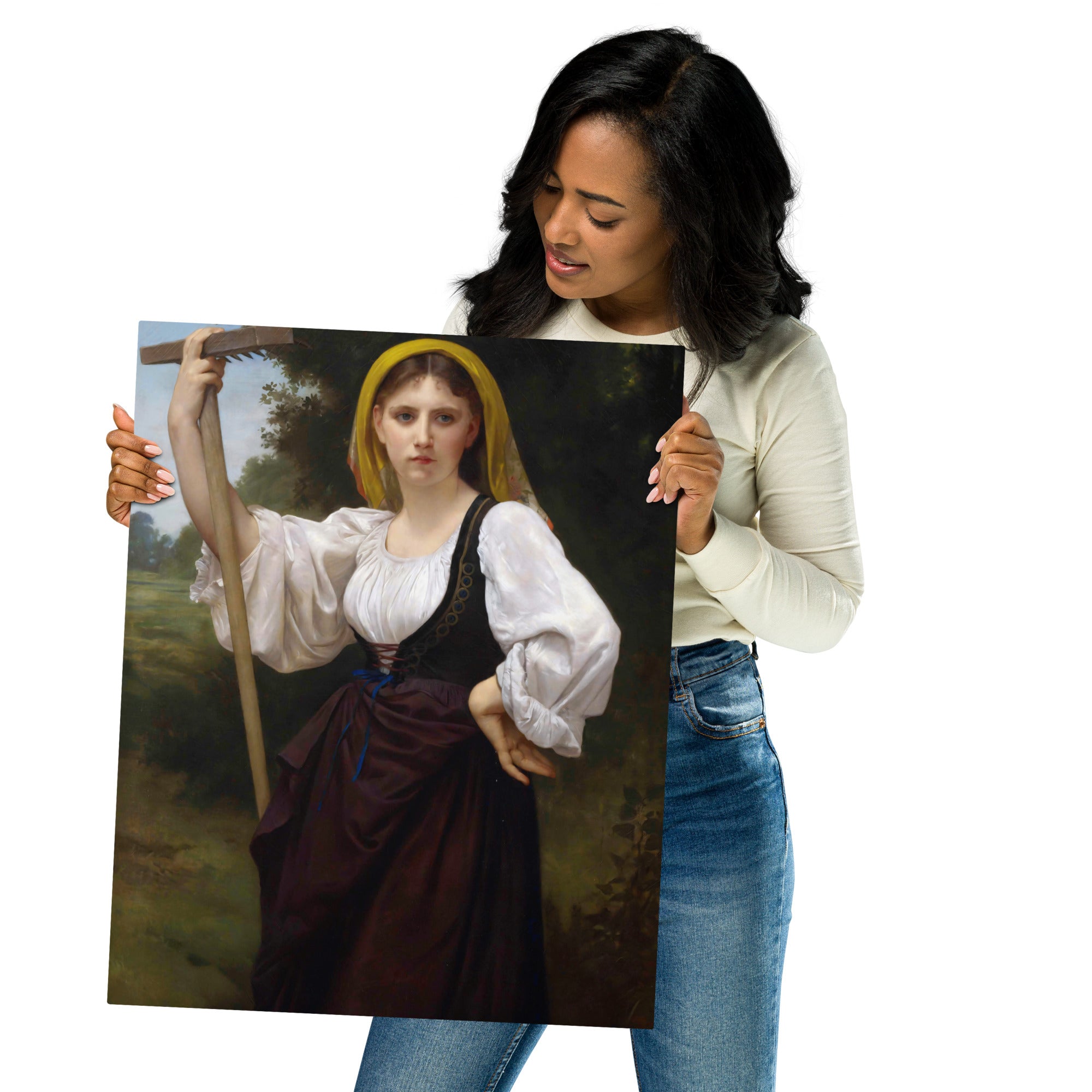 Metal prints-William Bouguereau-French 1825-1905-La faneuse 1870