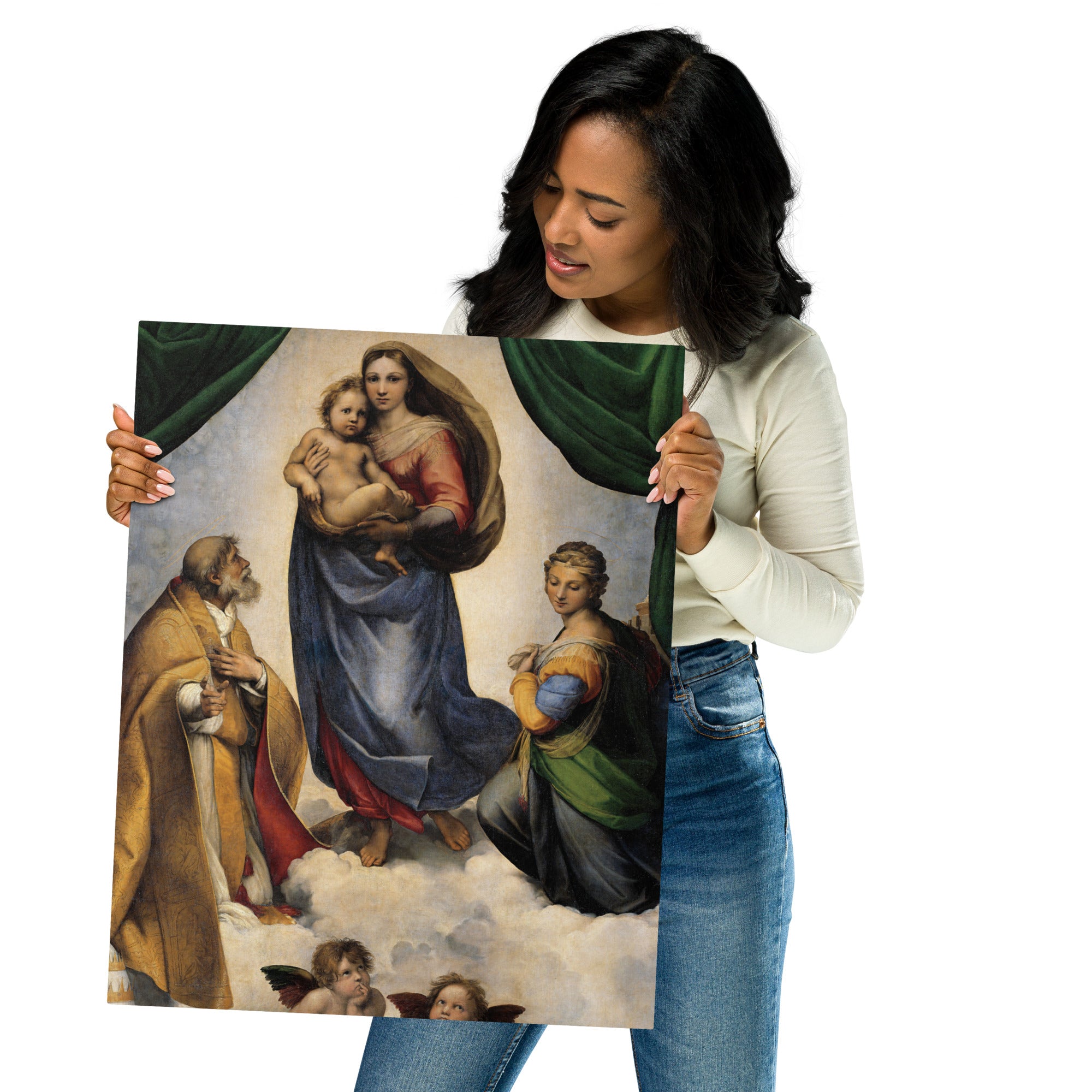 Metal prints-Raphael-Italian 1483-1520-The Sistine Madonna 1512