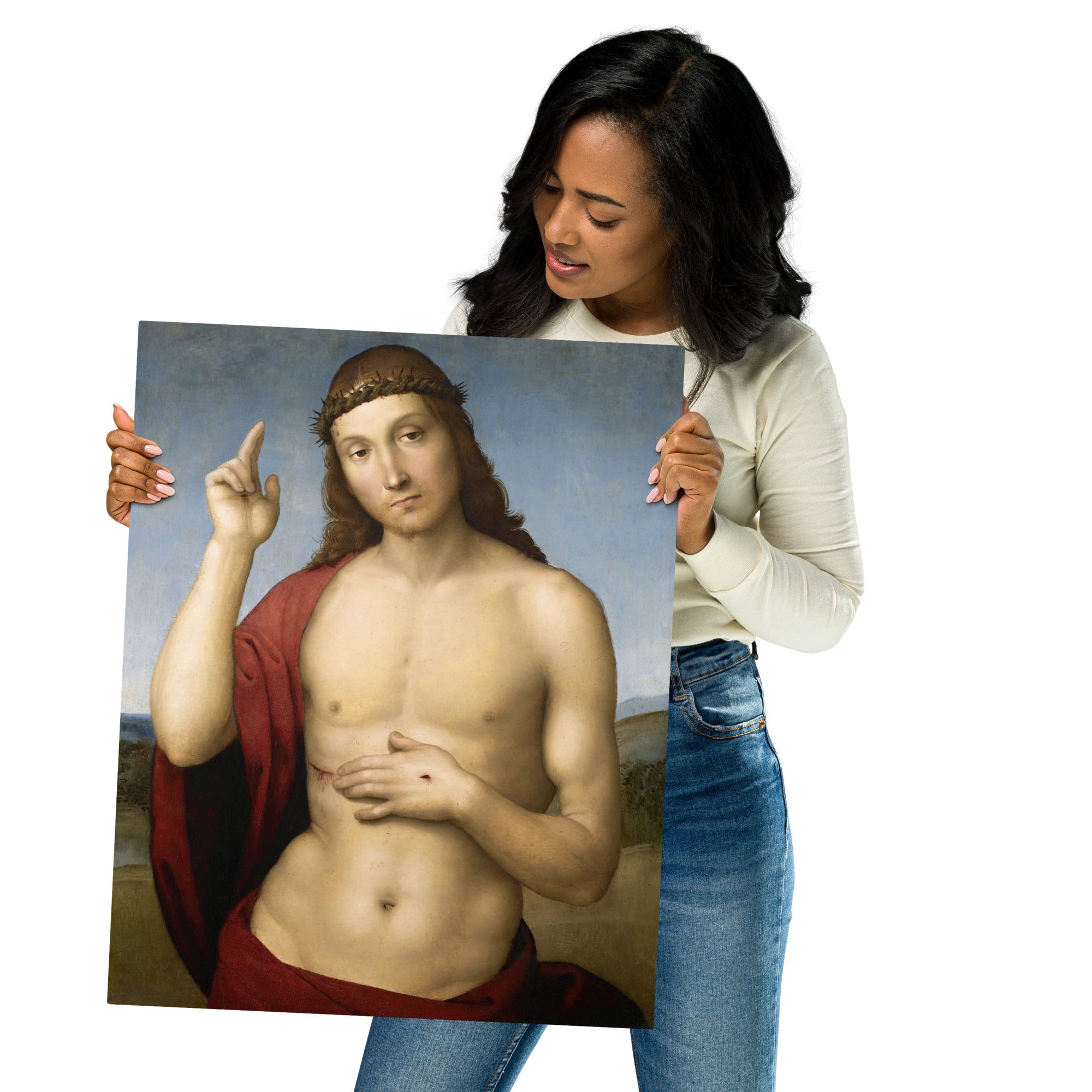 Metal prints-Raphael-Italian 1483-1520-Christ Blessing 1505