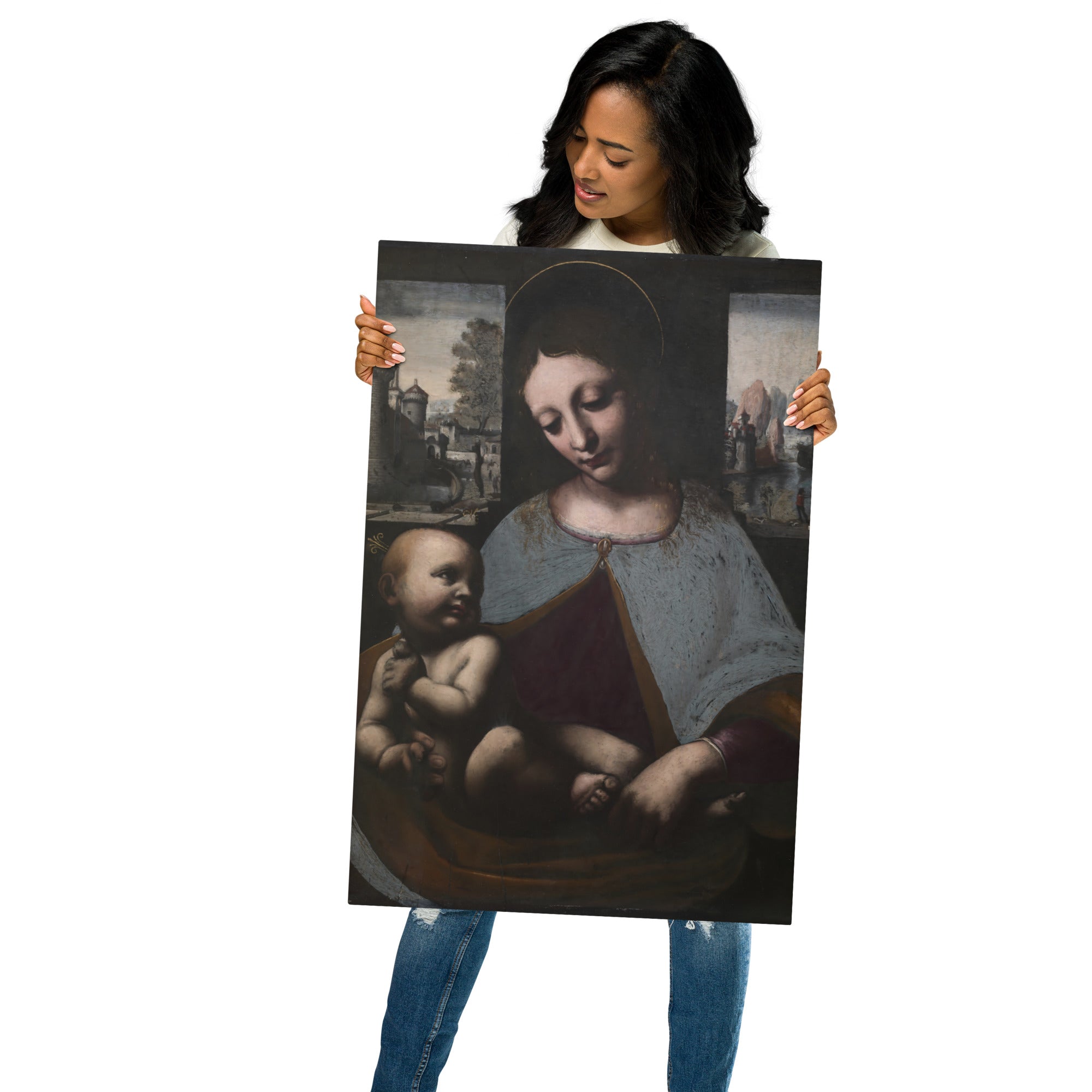 Metal prints-Leonardo da Vinci-Italian 1452-1519-Virgin and Child (1500)