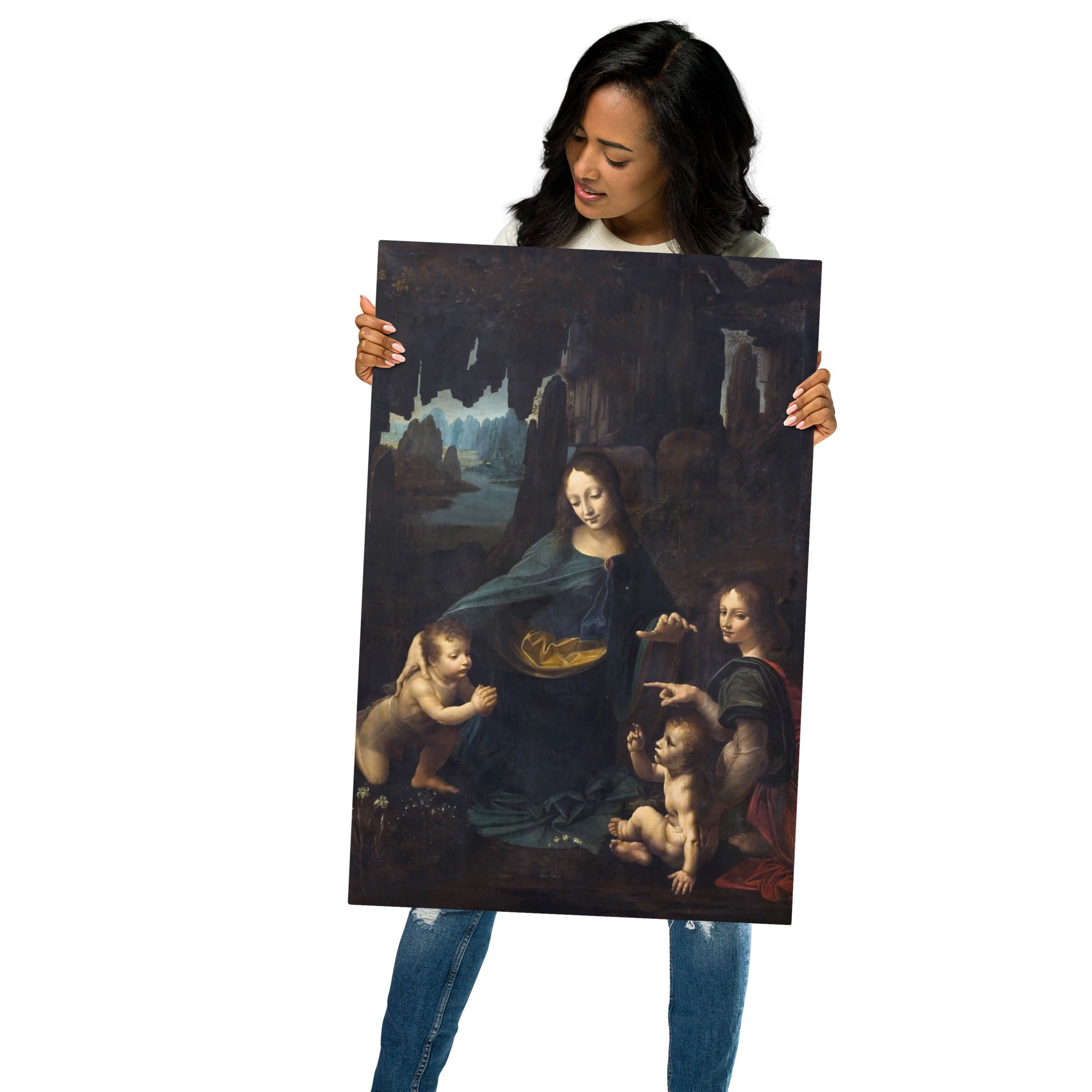 Metal prints-Leonardo da Vinci-Italian 1452-1519-The Virgin of the Rocks 1601-1700