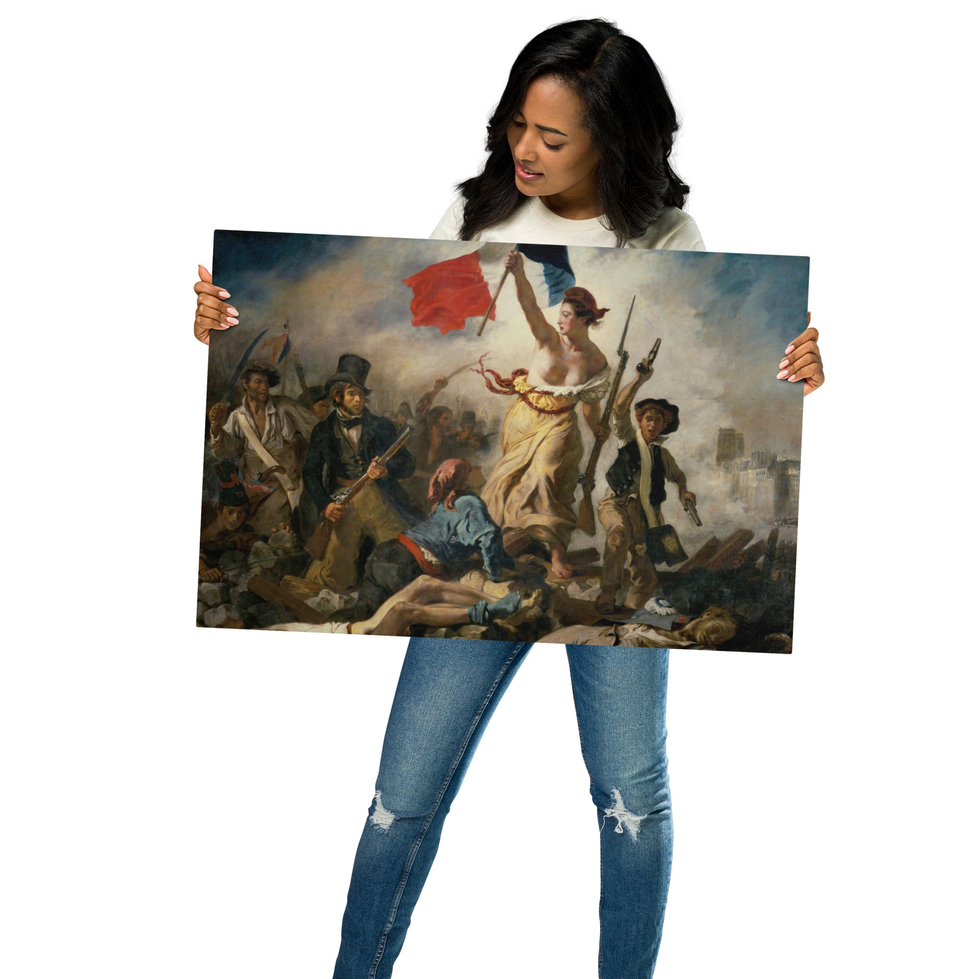 Metal prints-Eugène Delacroix-French 1798-1863-Liberty Leading the People 1830