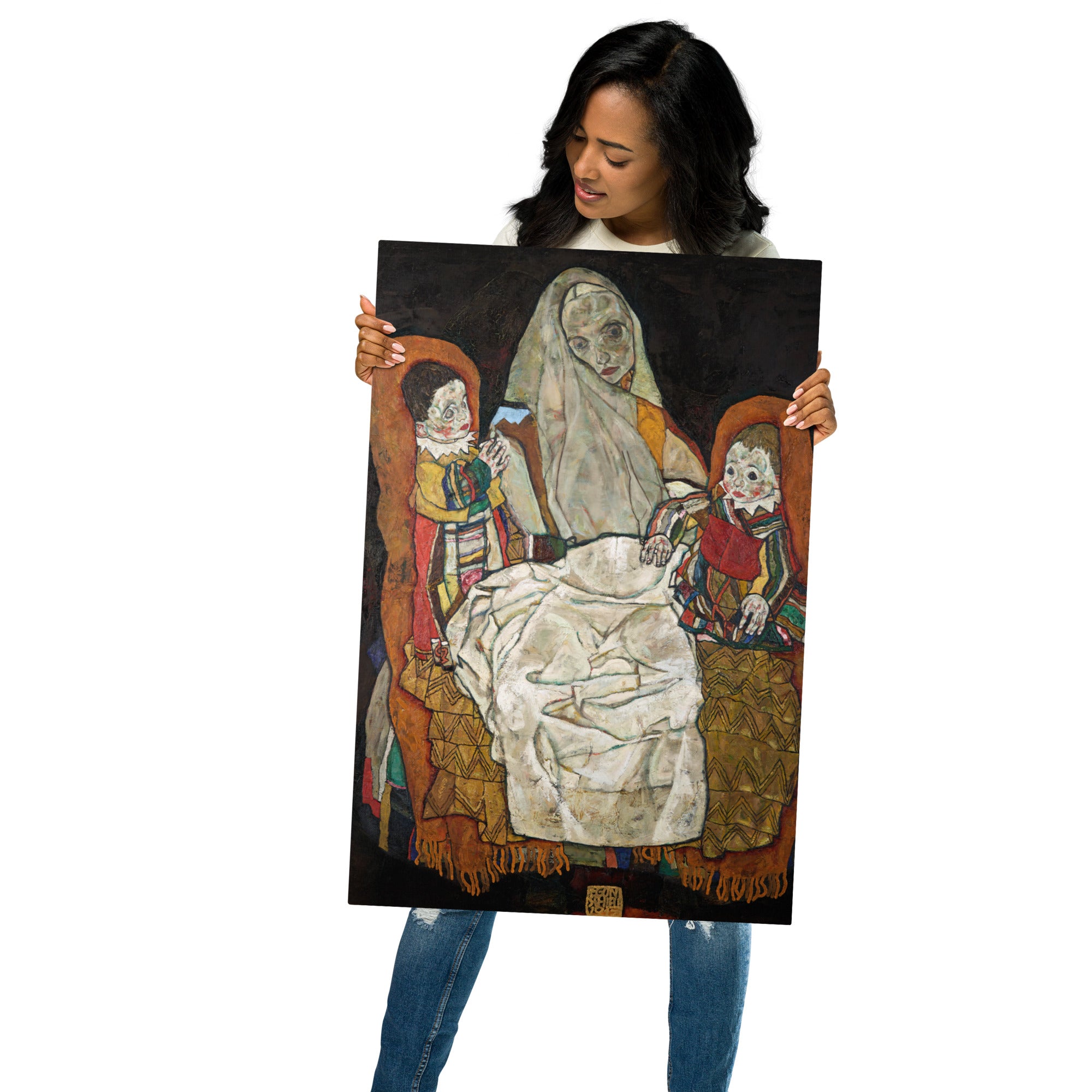 Metal prints-Egon Schiele-Austrian 1890-1928-Mutter mit zwei Kindern III 1915-1917