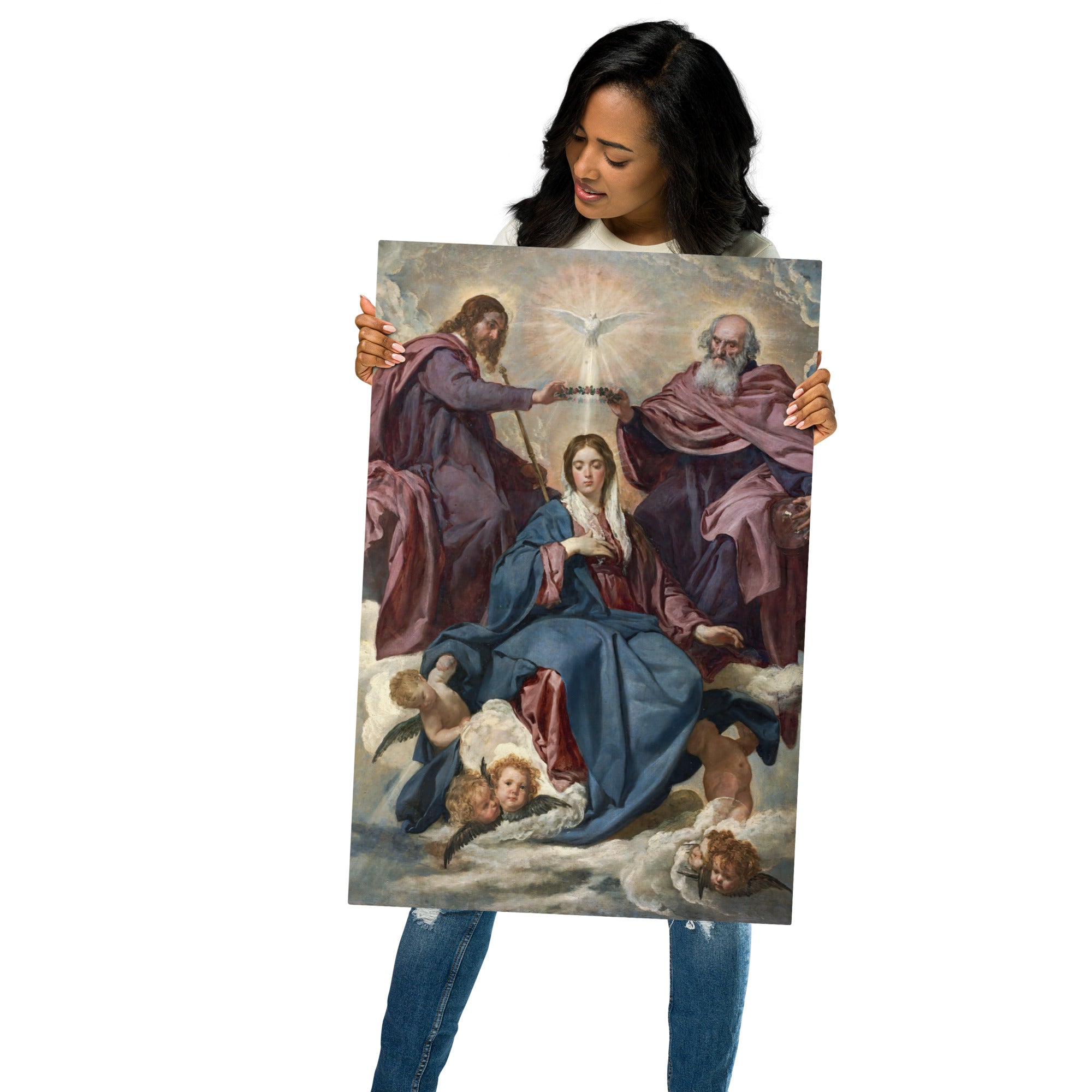 Metal prints-Diego Velazquez-Spanish 1599-1660-La Coronacion De La Virgen 1635