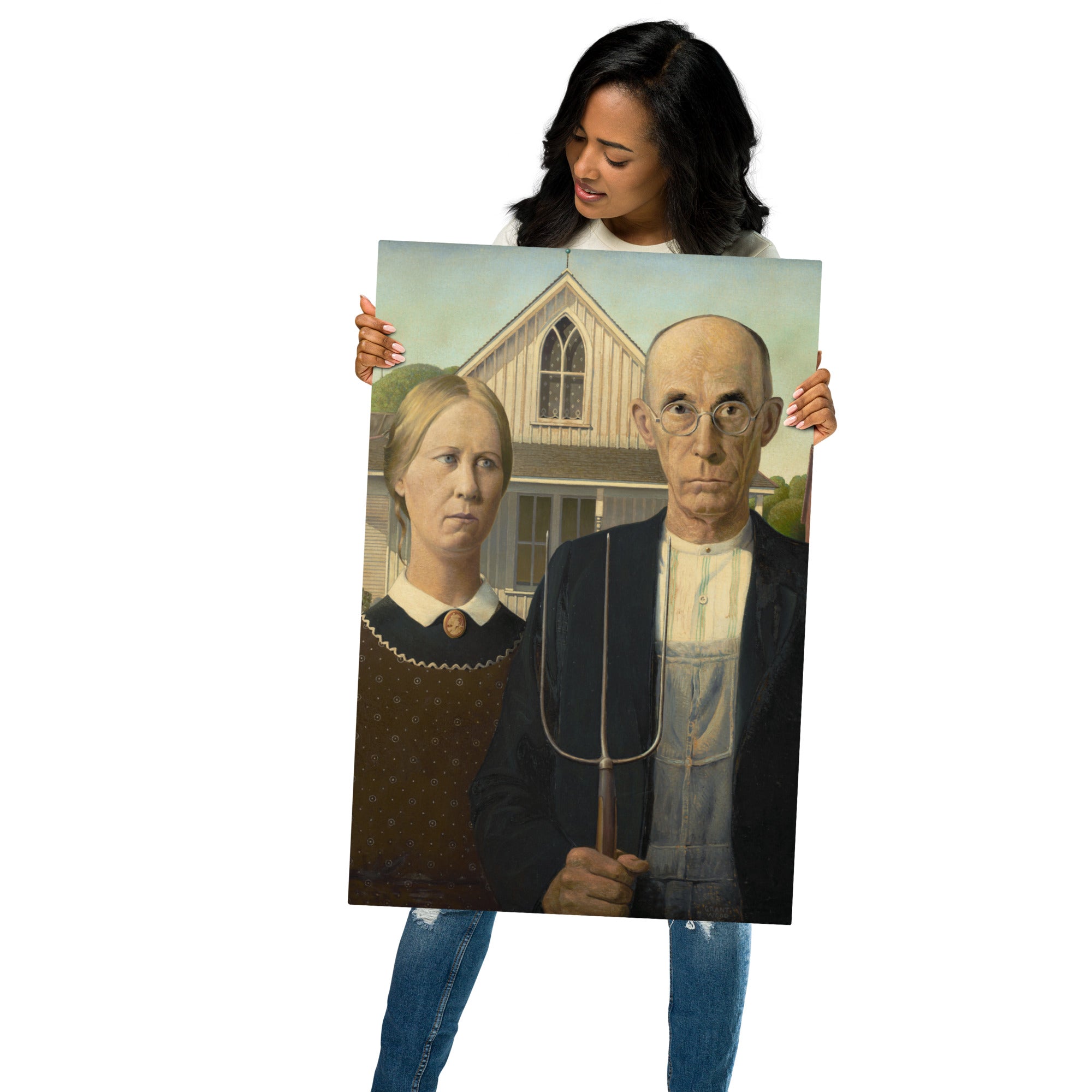 Metal prints-Grant Wood-American 1891 – 1942-American Gothic 1930