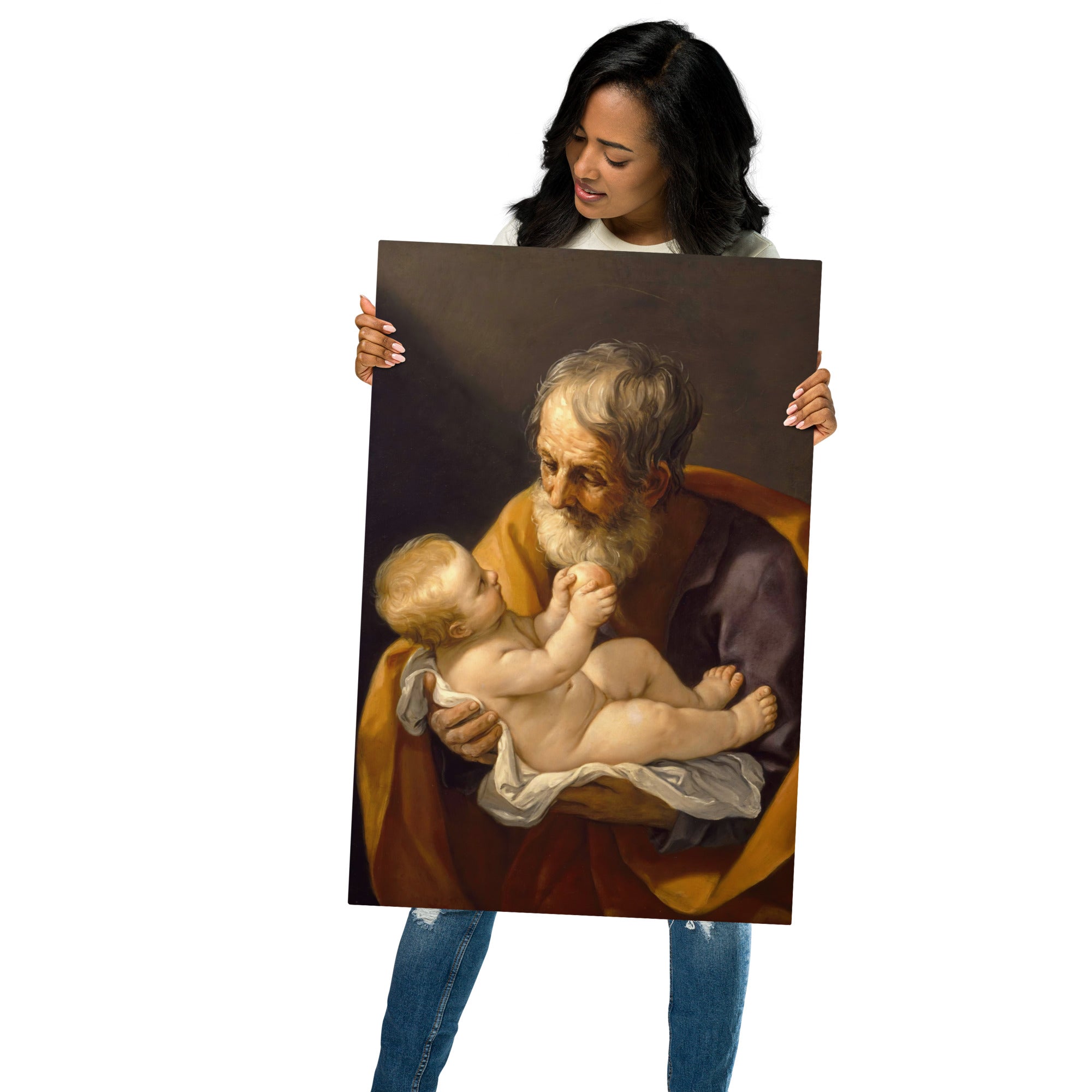 Metal prints-Guido Reni-Italian 1575-1642-Saint Joseph and the Christ Child