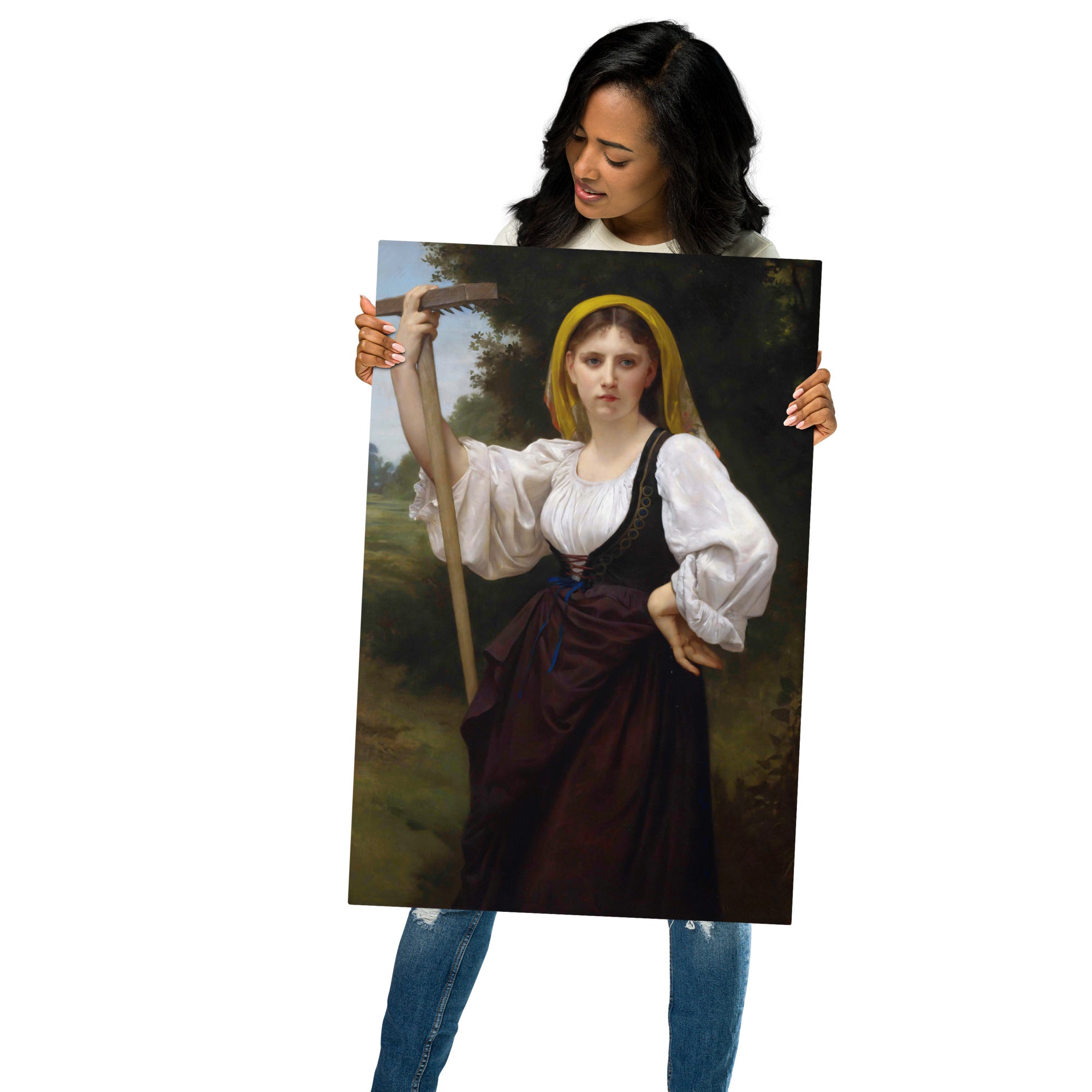 Metal prints-William Bouguereau-French 1825-1905-La faneuse 1870