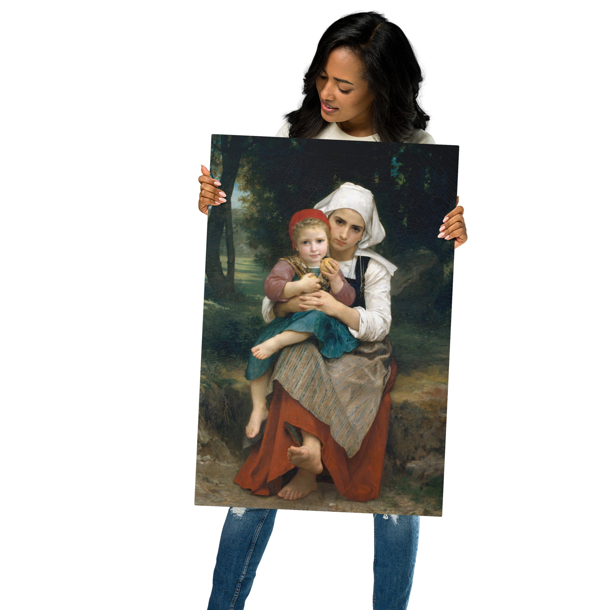 Metal prints-William Bouguereau-French 1825-1905-Breton Brother and Sister 1871