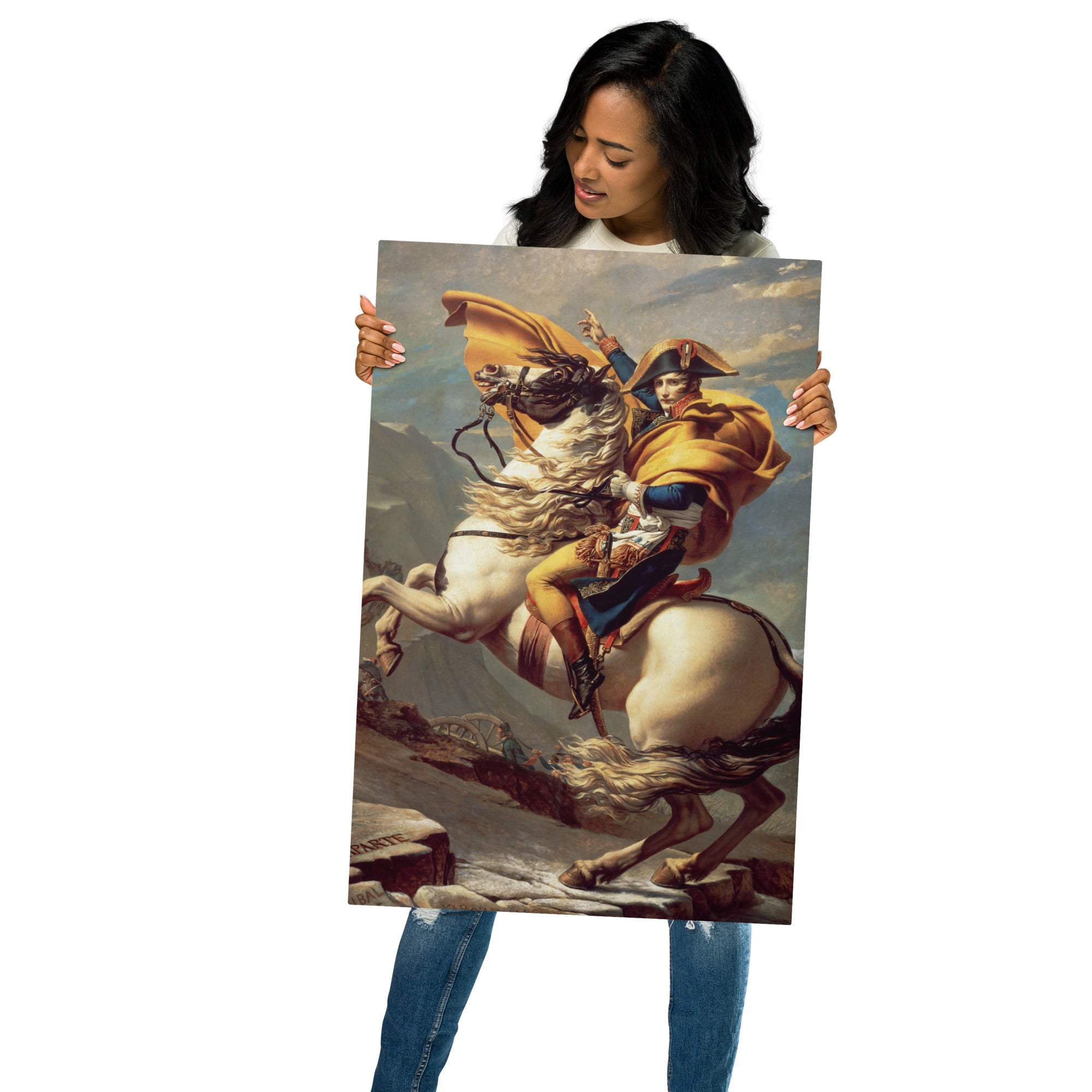 Metal prints-Jacques Louis David-French 1748-1825-Napoleon Crossing The Alps 1800