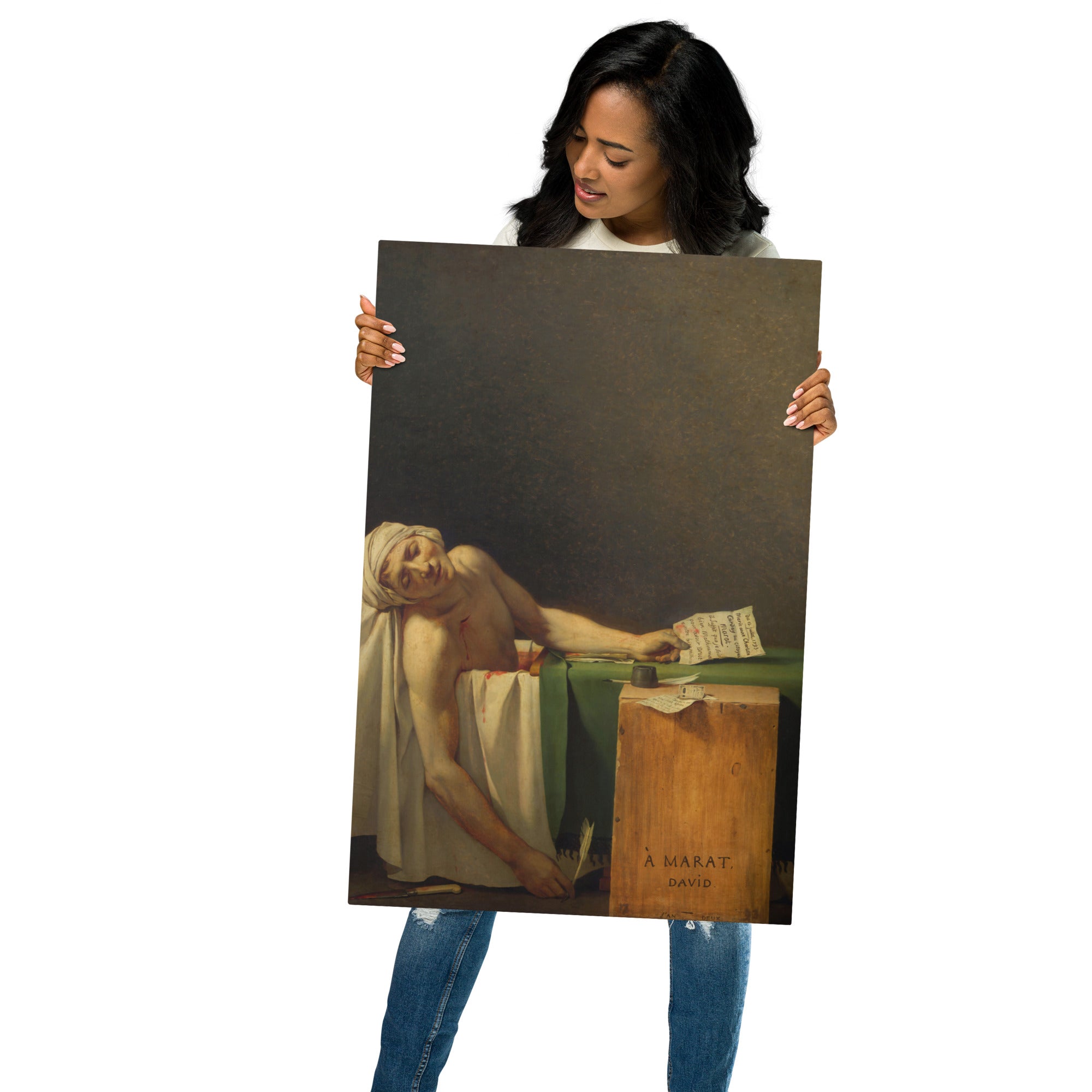 Metal prints-Jacques Louis David-French 1748-1825-Marat Assassinated 1793