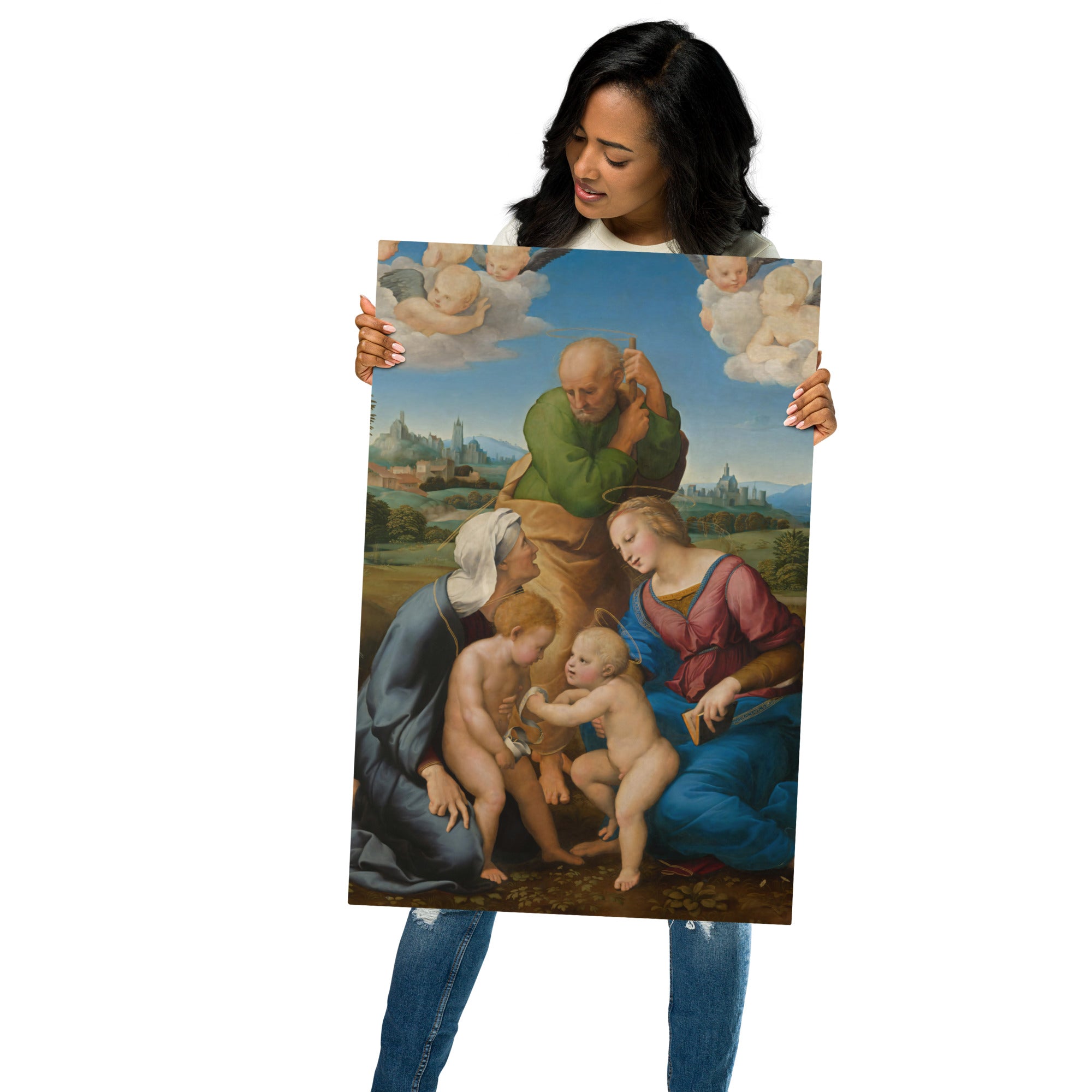 Metal prints-Raphael-Italian 1483-1520-Canigiani Holy Family 1505