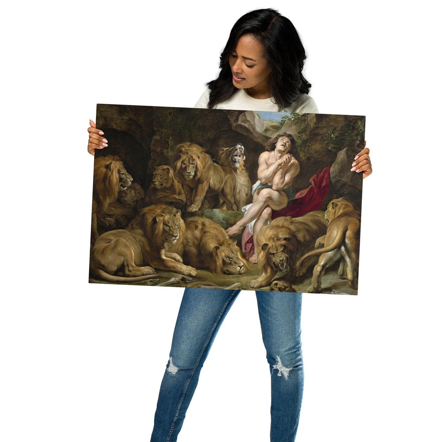 Metal prints-Peter Paul Rubens-Flemish 1577-1640-Daniel in the Lions’ Den 1614
