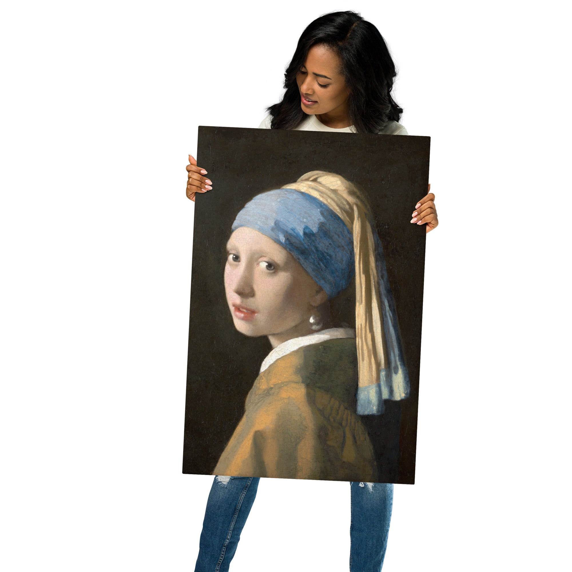 Metal prints-Johannes Vermeer-Dutch 1632-1675-Girl with a Pearl Earring 1665