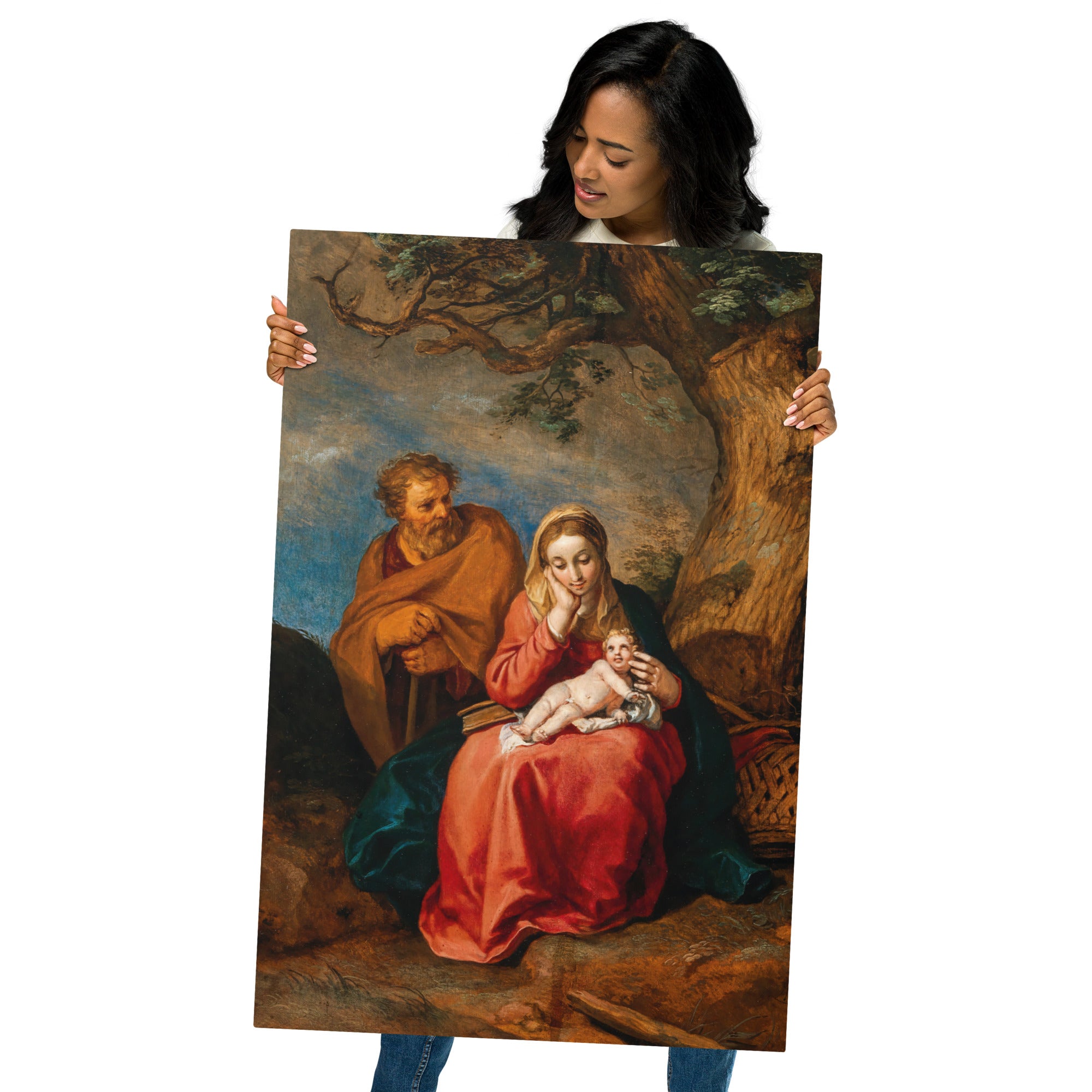 Metal prints-Abraham Bloemaert-The Rest on the Flight into Egypt