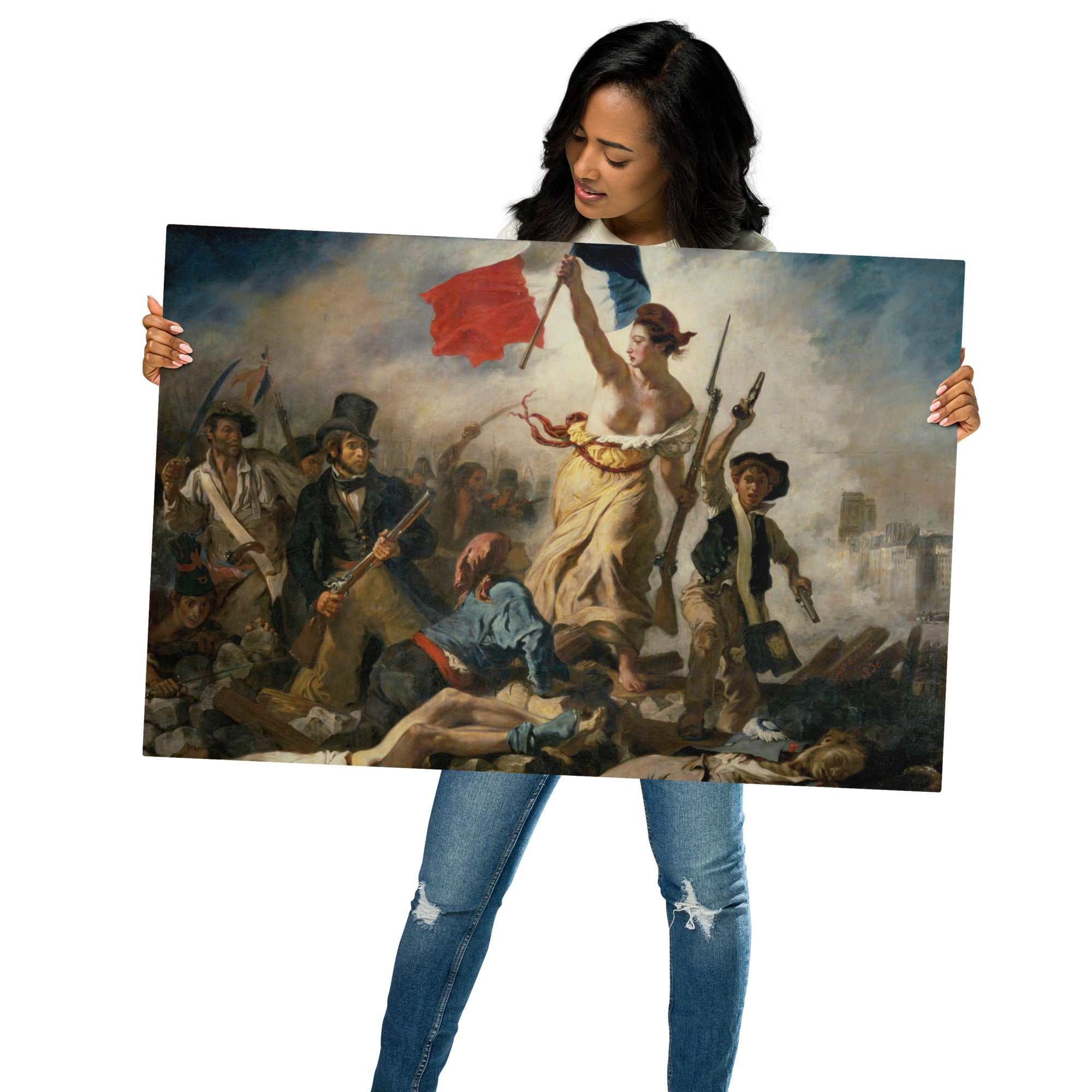 Metal prints-Eugène Delacroix-French 1798-1863-Liberty Leading the People 1830