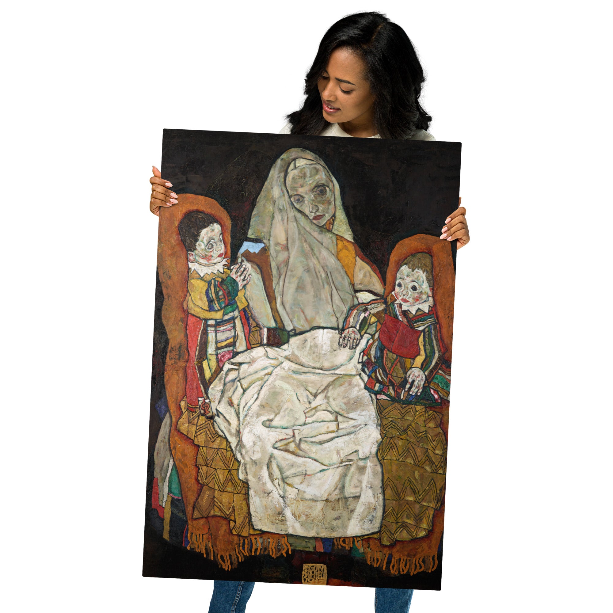 Metal prints-Egon Schiele-Austrian 1890-1928-Mutter mit zwei Kindern III 1915-1917