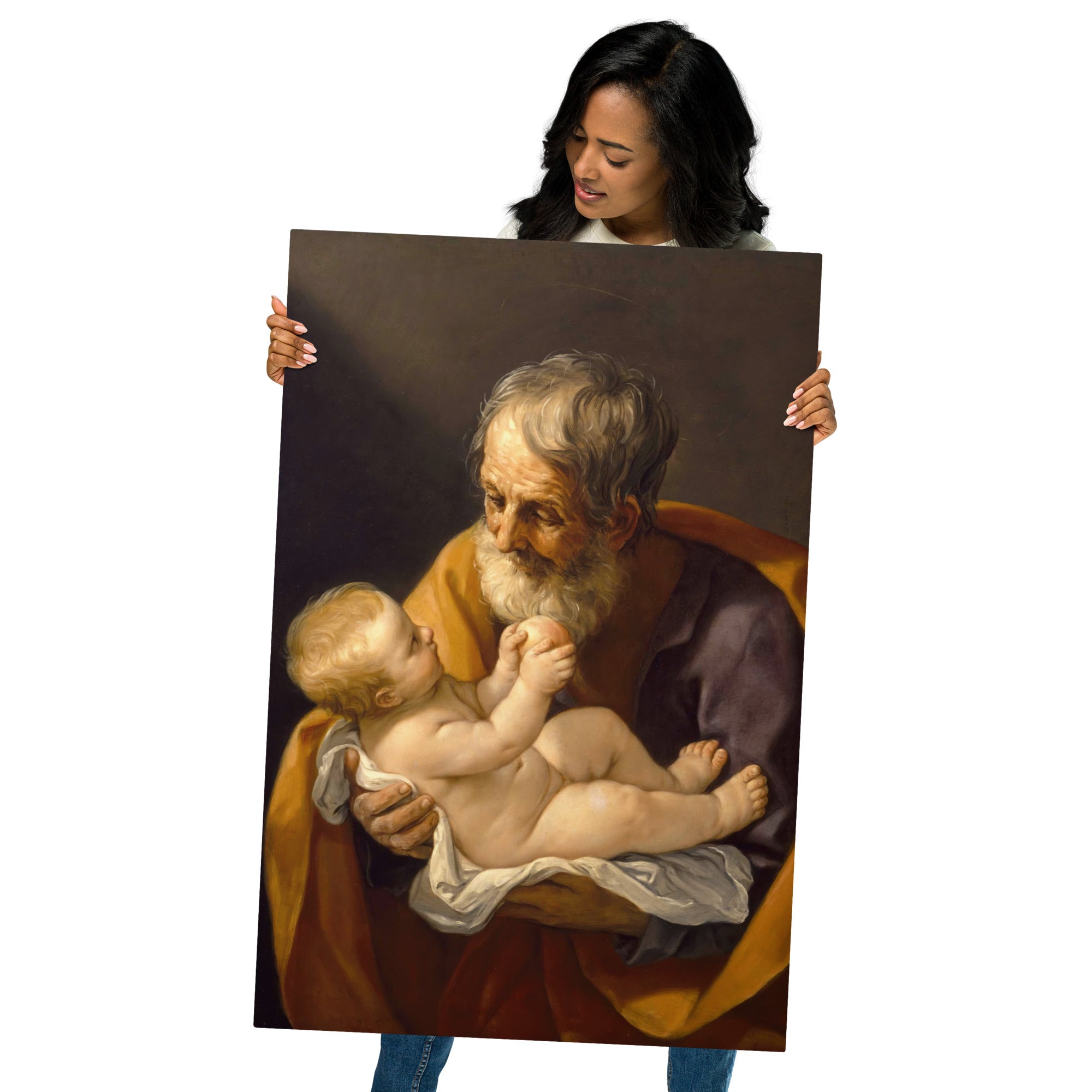 Metal prints-Guido Reni-Italian 1575-1642-Saint Joseph and the Christ Child