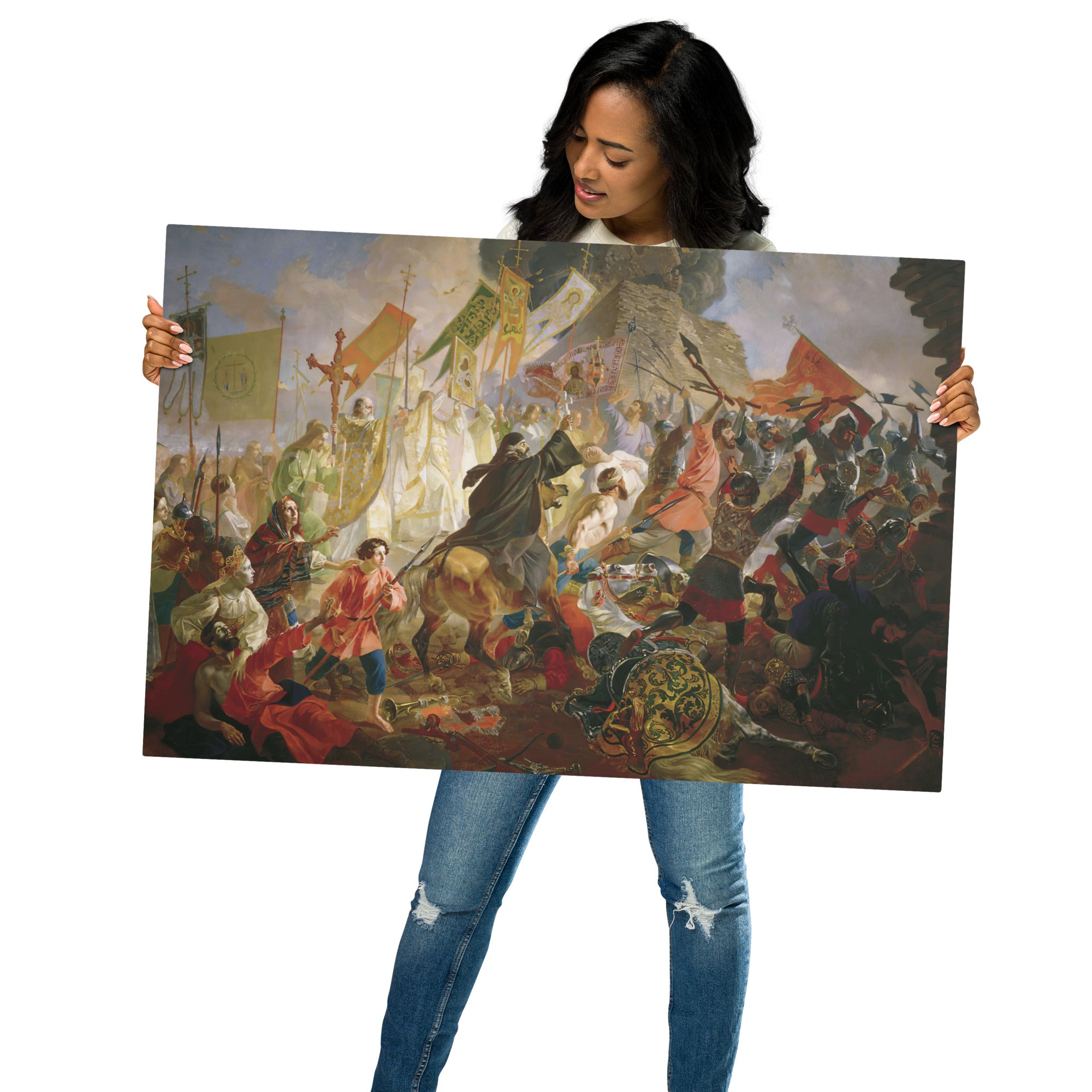 Metal prints-Karl Bryullov-Russian 1799–1852-Siege Of Pskov By Polish King Stefan Batory 1843