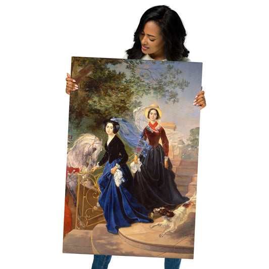 Metal prints-Karl Bryullov-Russian 1799–1852-Portrait of the Shishmareva Sisters 1839