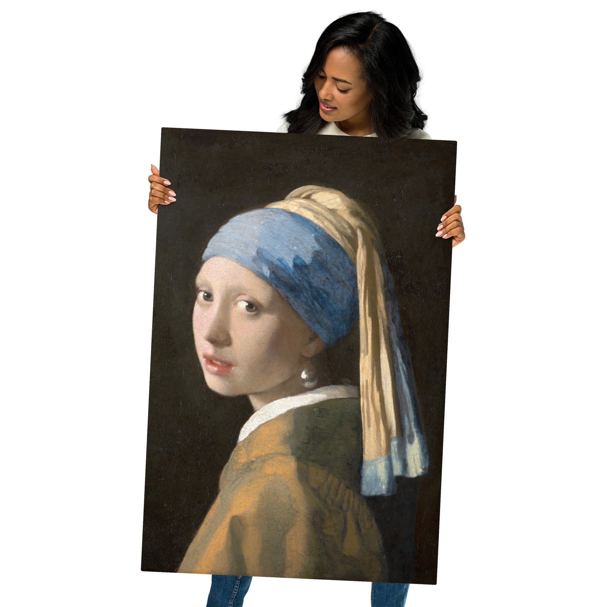 Metal prints-Johannes Vermeer-Dutch 1632-1675-Girl with a Pearl Earring 1665