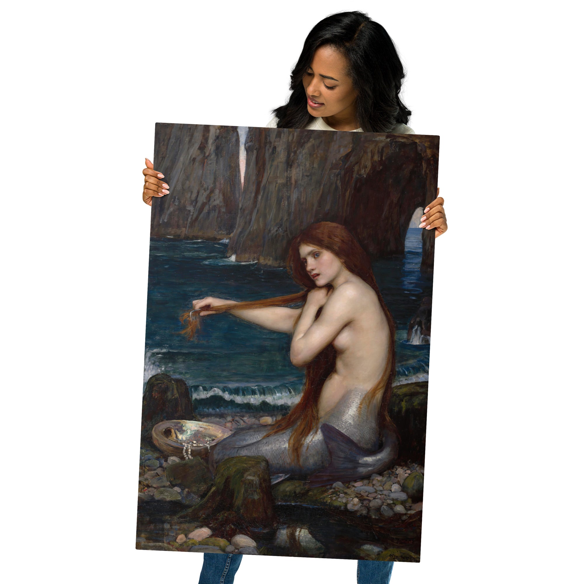 Metal prints-John William Waterhouse-English 1849-1917-A Mermaid 1900