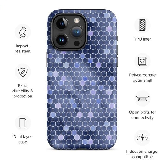 Tough Case for iPhone®- Honeycomb Blue