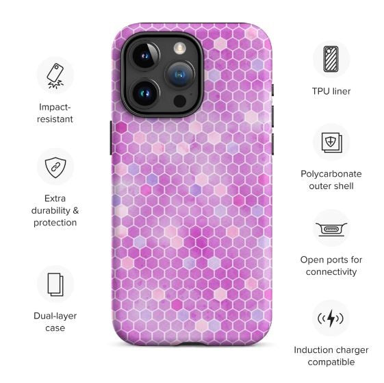 Tough Case for iPhone®- Honeycomb Pink