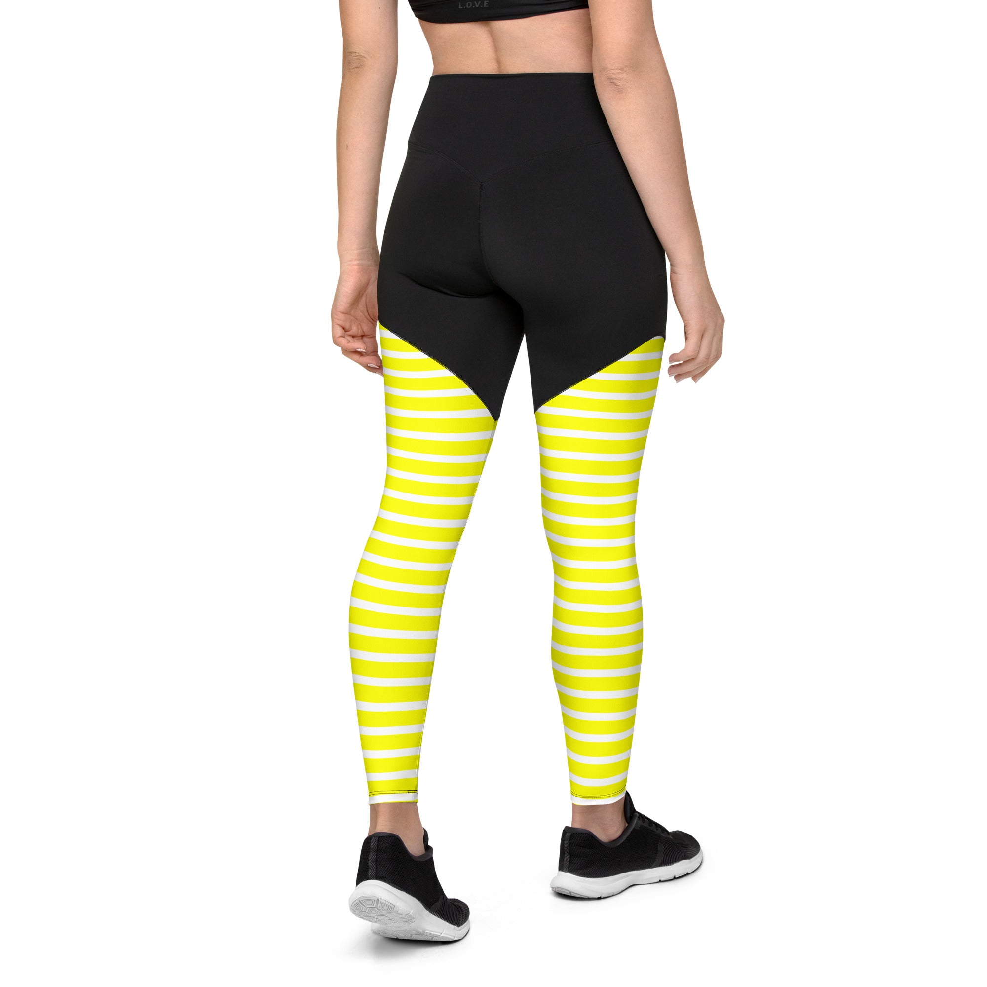 Sports Leggings- Yellow Stripes
