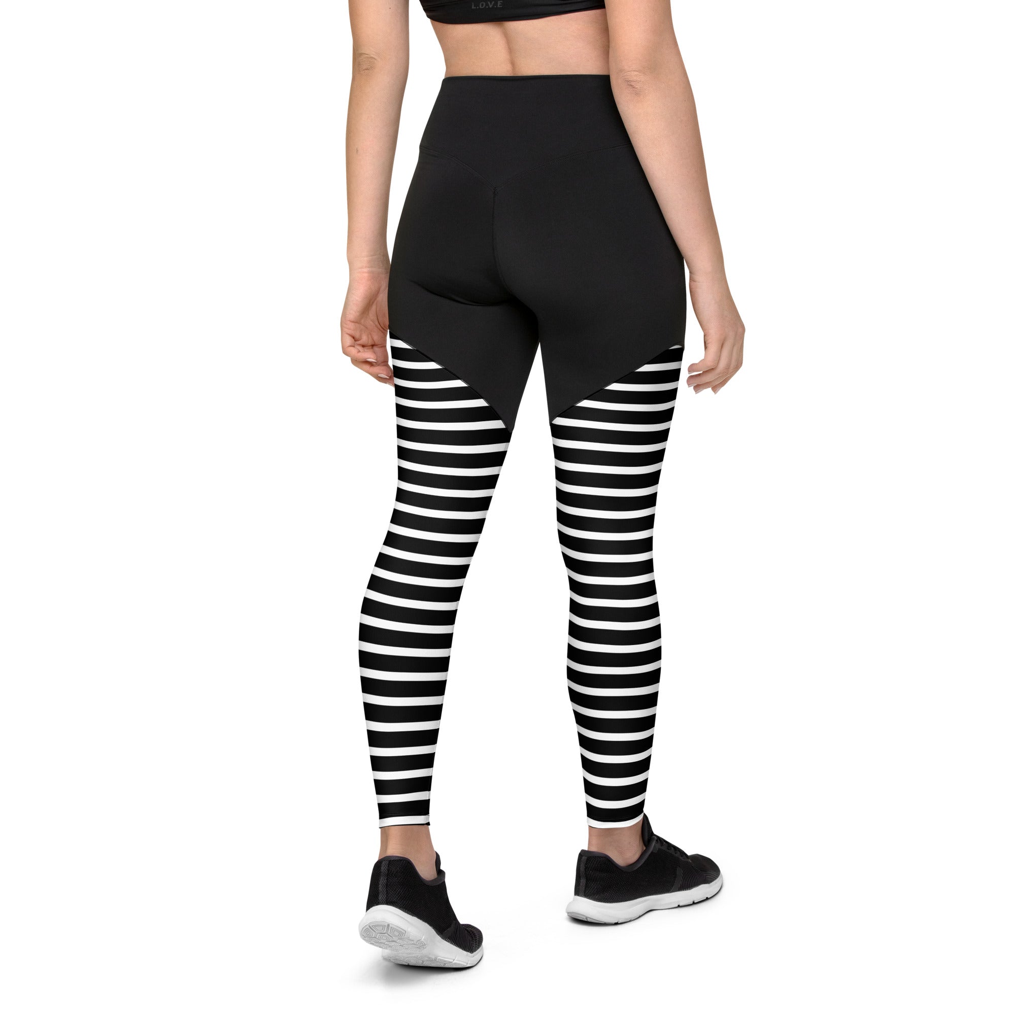 Sports Leggings- Black Stripes