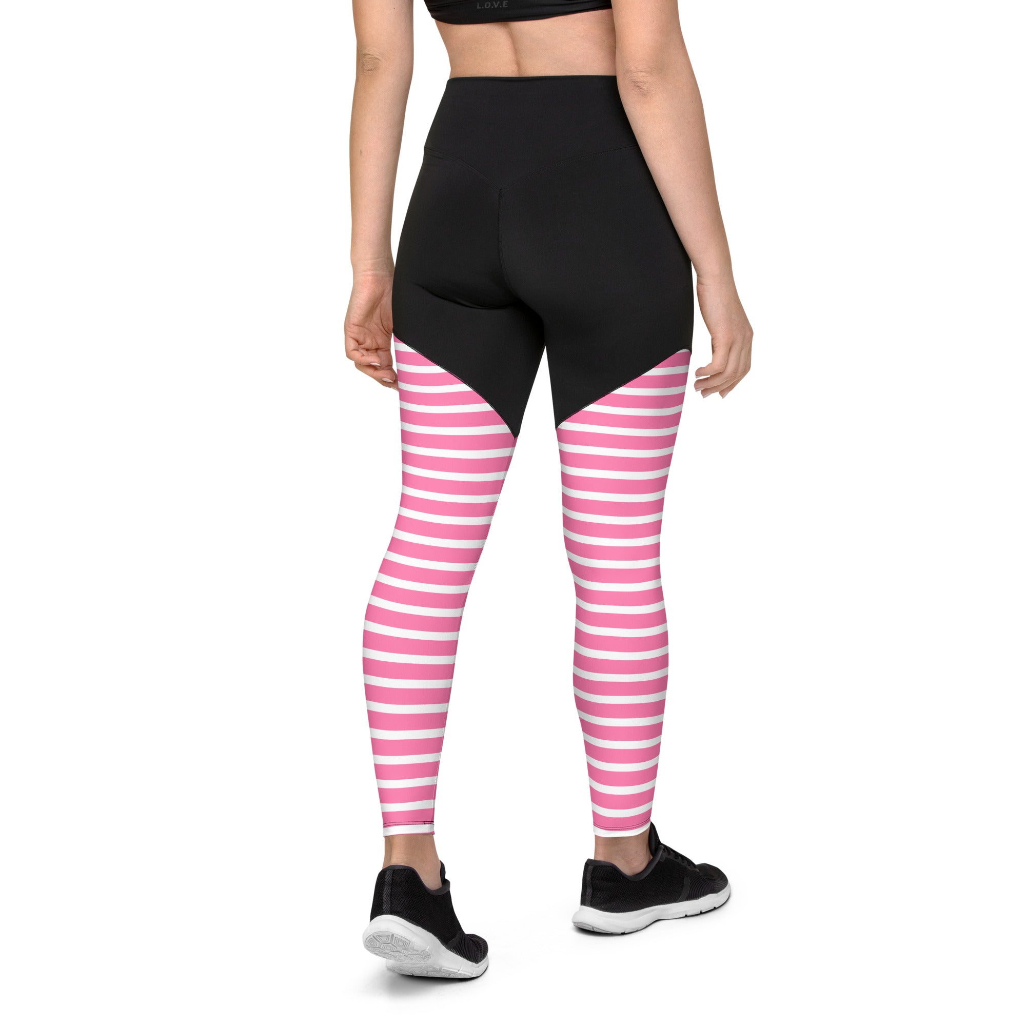 Sports Leggings- Pink Stripes