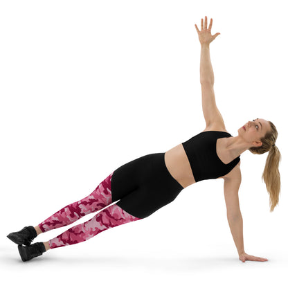 Sports Leggings- Camo Dark Pink