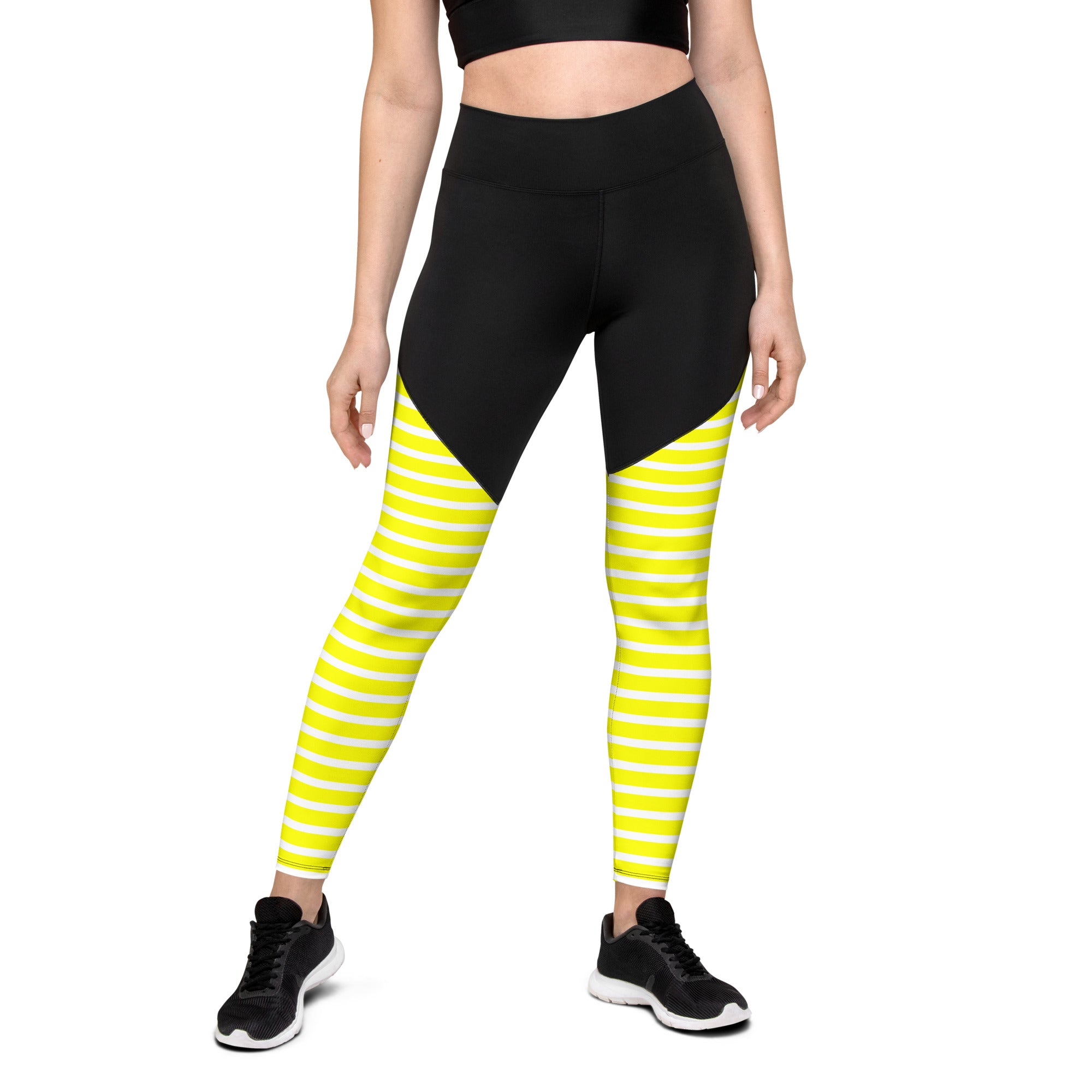 Sports Leggings- Yellow Stripes