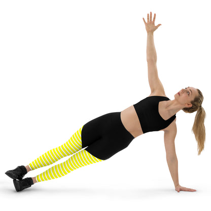 Sports Leggings- Yellow Stripes